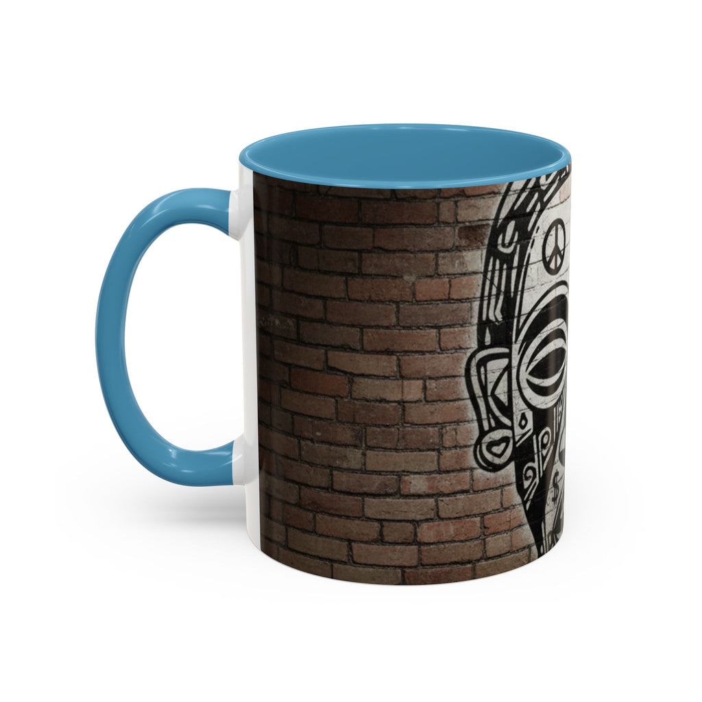 Tribal Mask Street Art Accent Coffee Mug — Graffiti Skull Design (11/15oz)