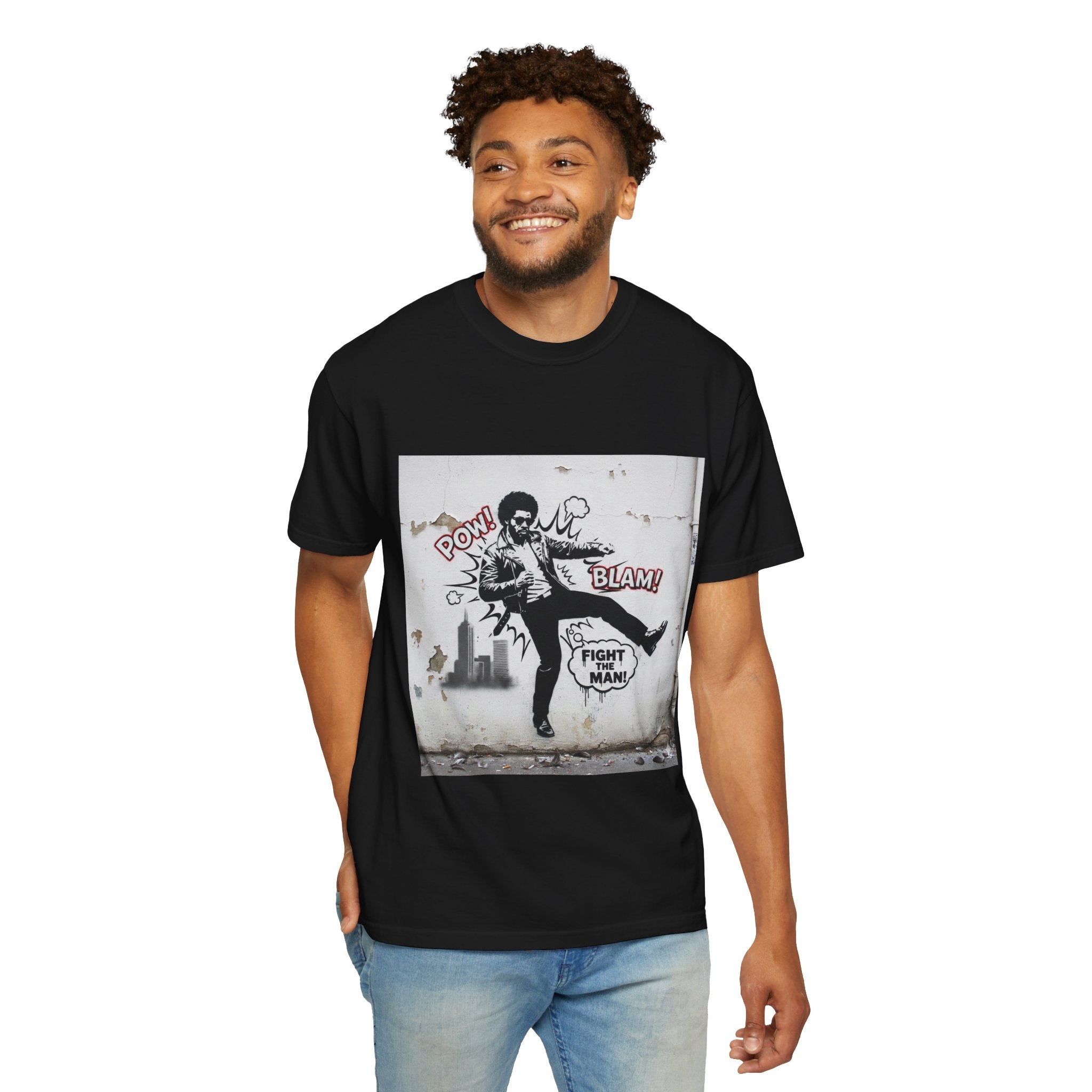 Fight the Man Graphic T-Shirt — Retro Comic Street Art Tee