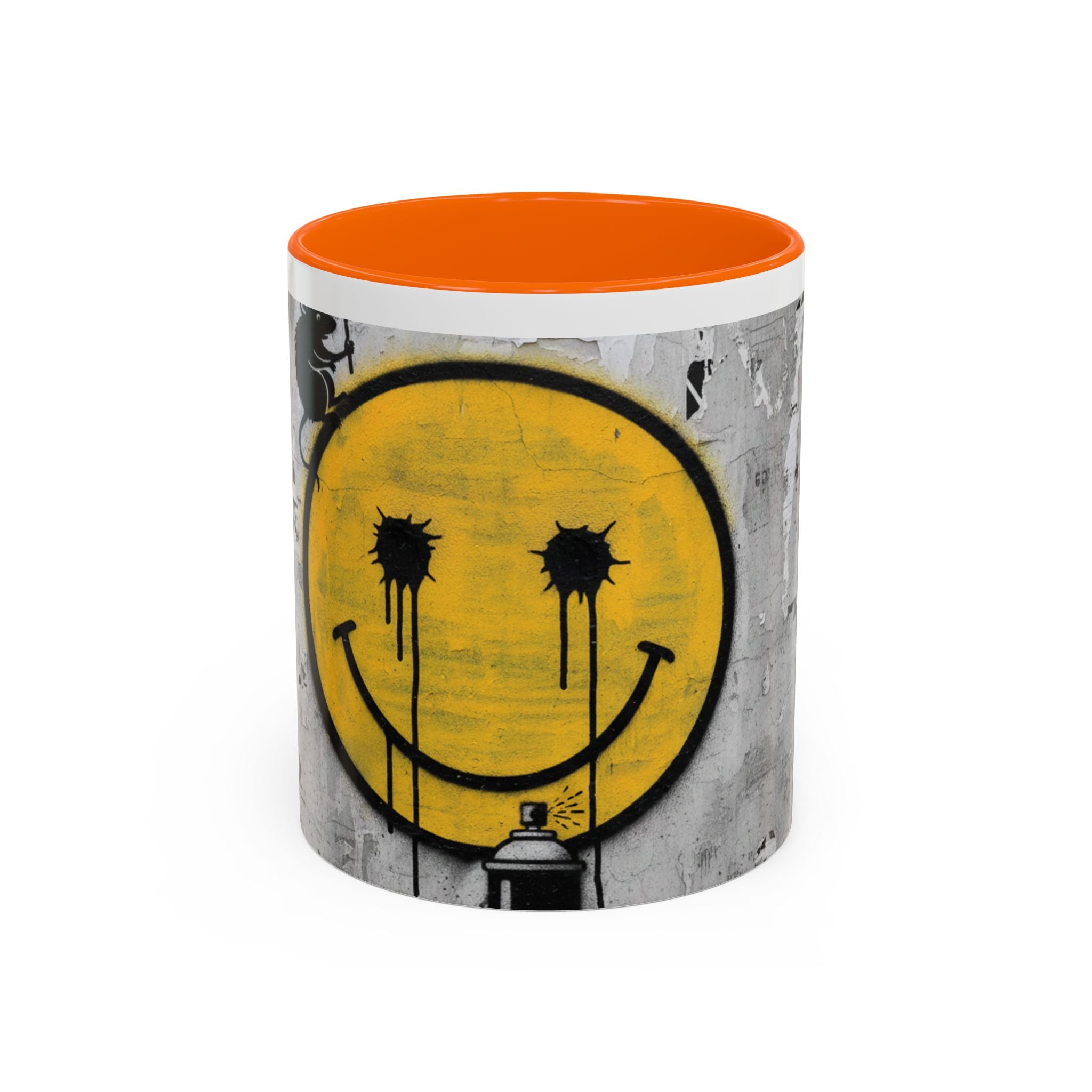Graffiti Smiley Accent Coffee Mug – Dripping Eyes Street Art Design (11/15oz)