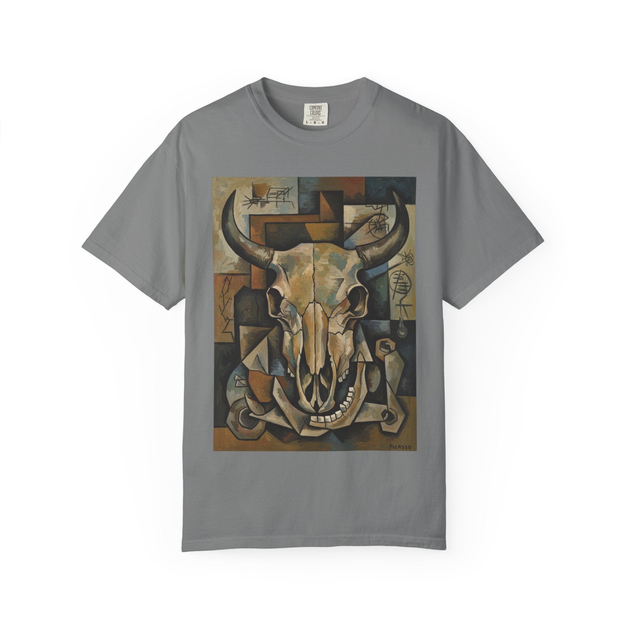 Bull Skull Art T-Shirt — Southwestern Cubist Skull Graphic Tee