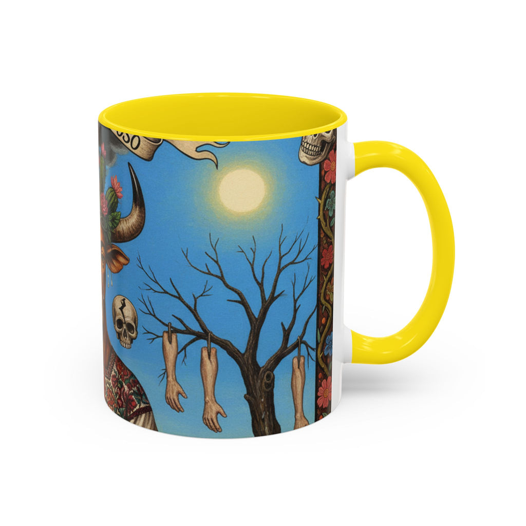 Surreal Folk Art Accent Mug — Cow Deity Holding Heart (11/15oz)