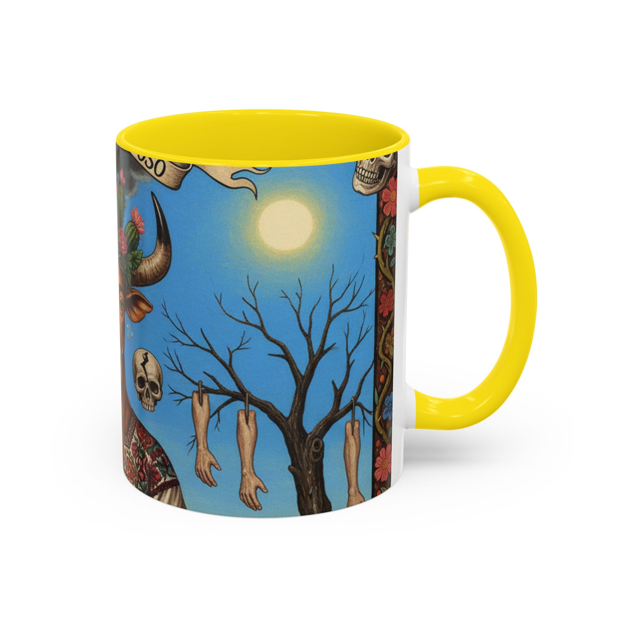 Surreal Folk Art Accent Mug — Cow Deity Holding Heart (11/15oz)