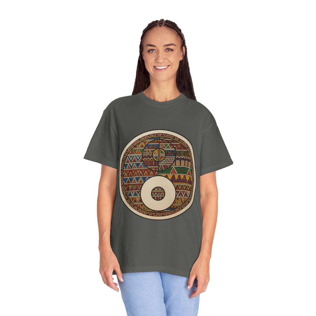 Aztec Drum Graphic T-Shirt — Tribal Pattern Music Tee