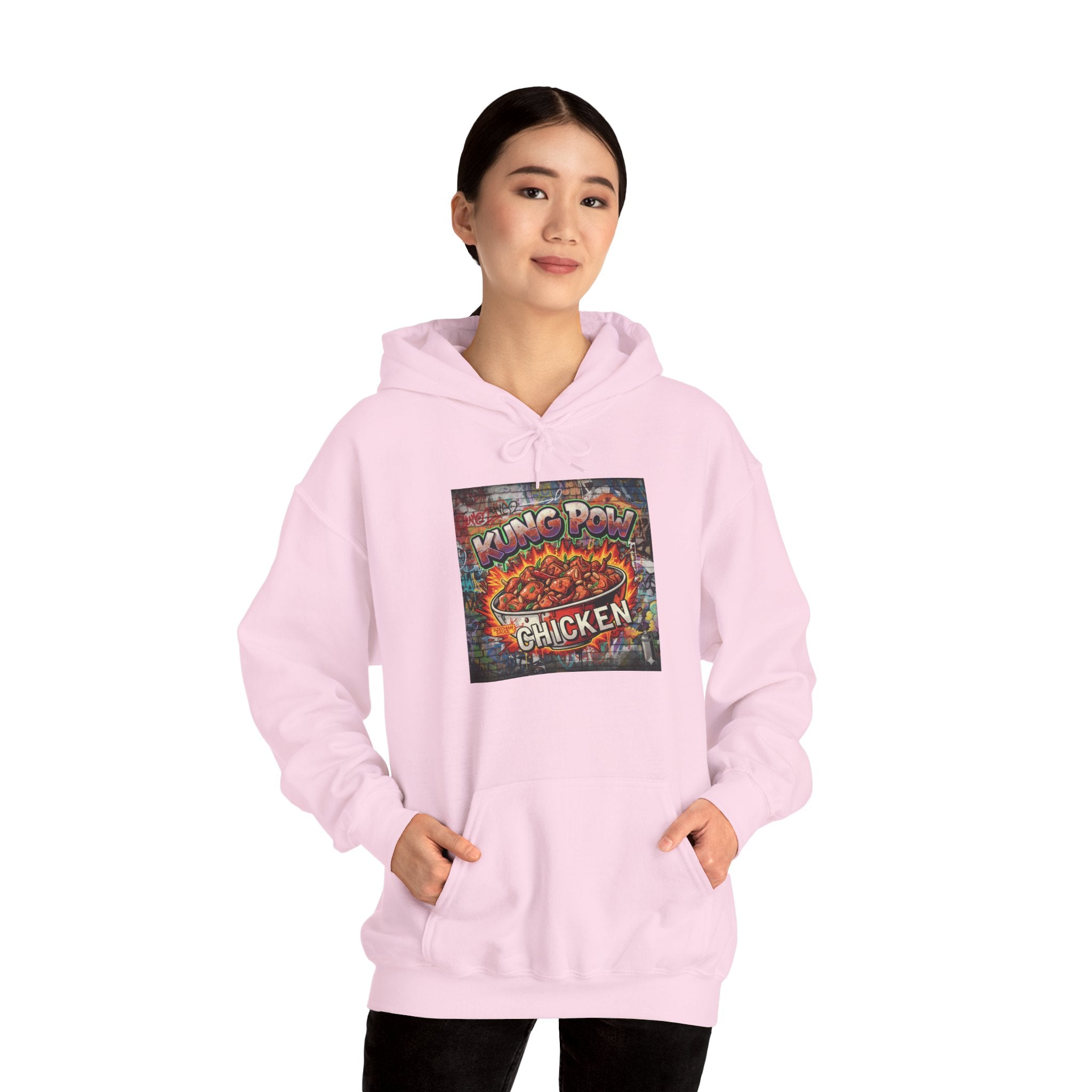 Spicy Kung Pao Chicken Hoodie — Vintage Chinese Takeout Food Graphic Sweatshirt