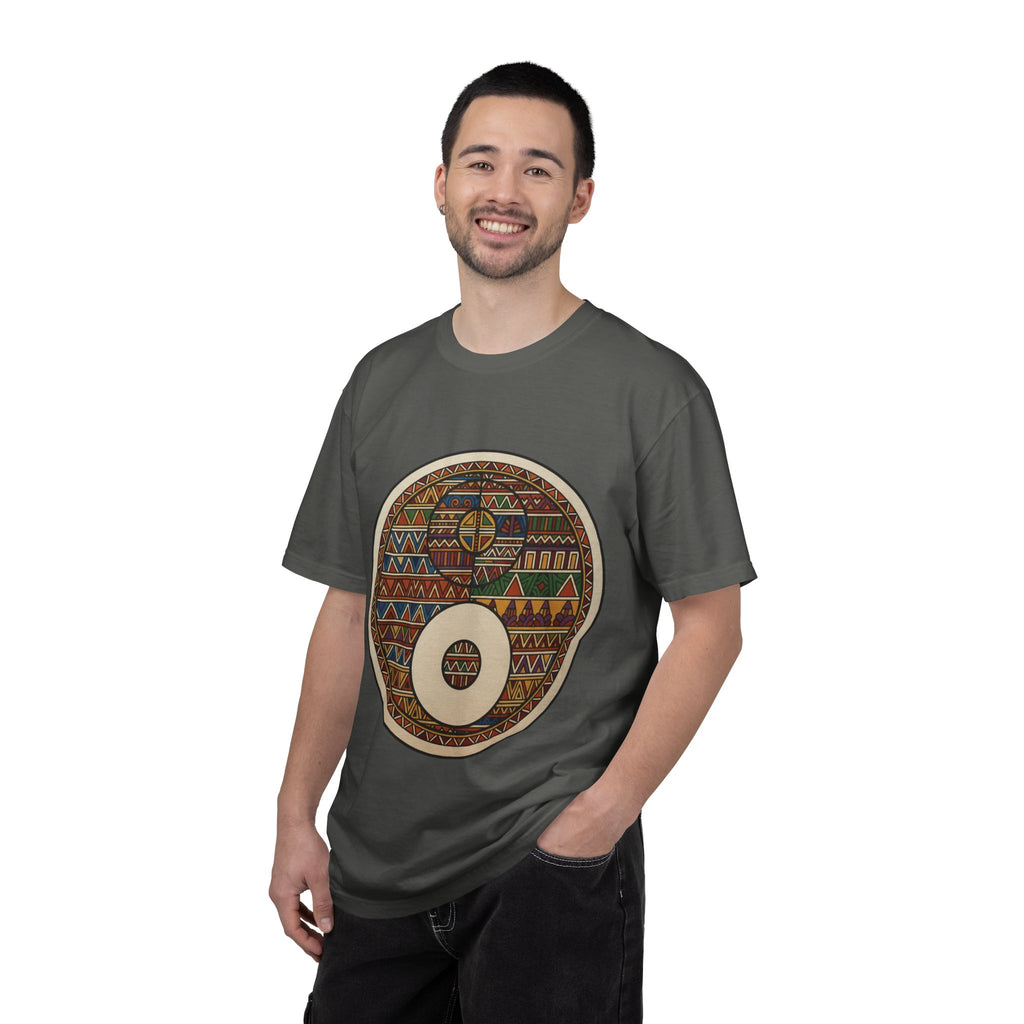 Aztec Drum Graphic T-Shirt — Tribal Pattern Music Tee