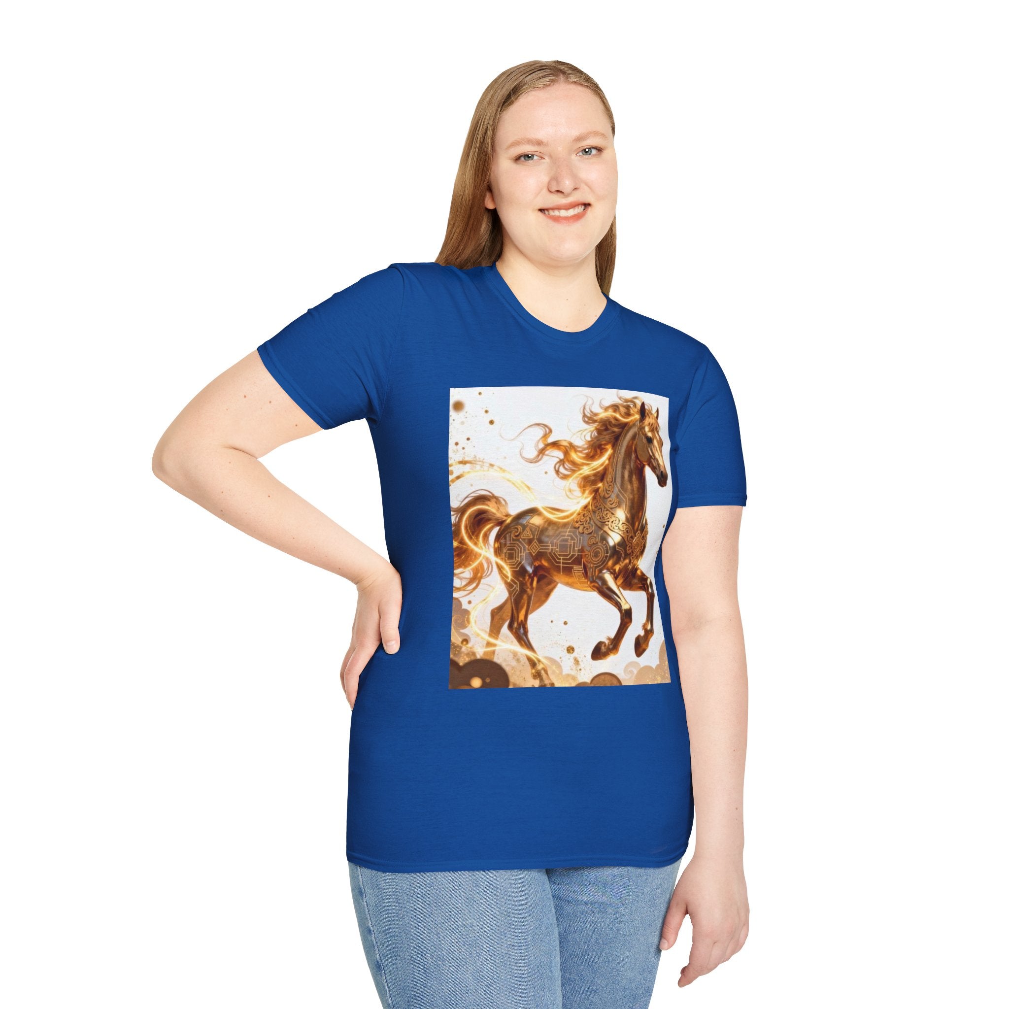 Golden Gallop Horse T-Shirt — Metallic Foil Stallion Graphic Tee