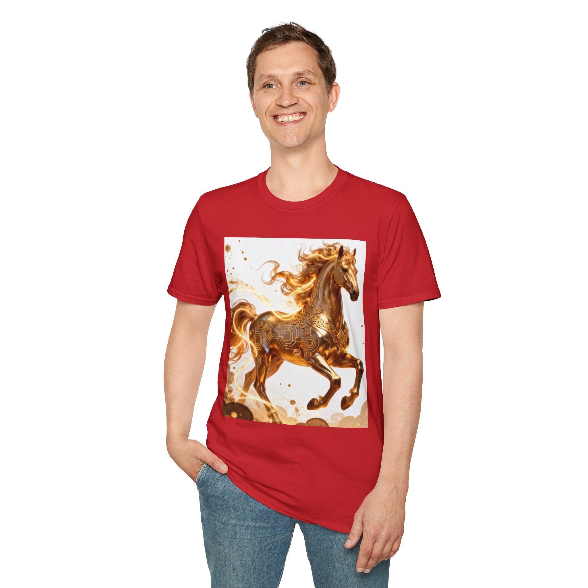 Golden Gallop Horse T-Shirt — Metallic Foil Stallion Graphic Tee