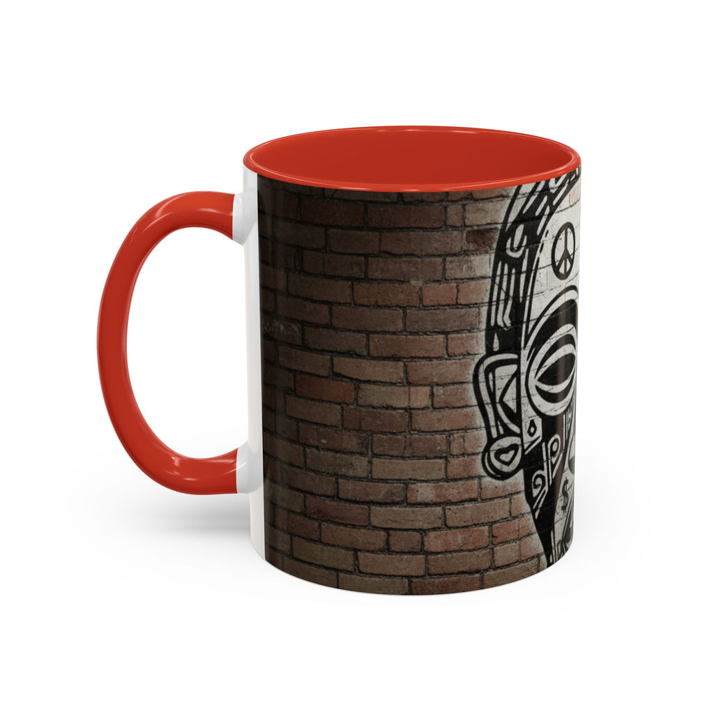 Tribal Mask Street Art Accent Coffee Mug — Graffiti Skull Design (11/15oz)