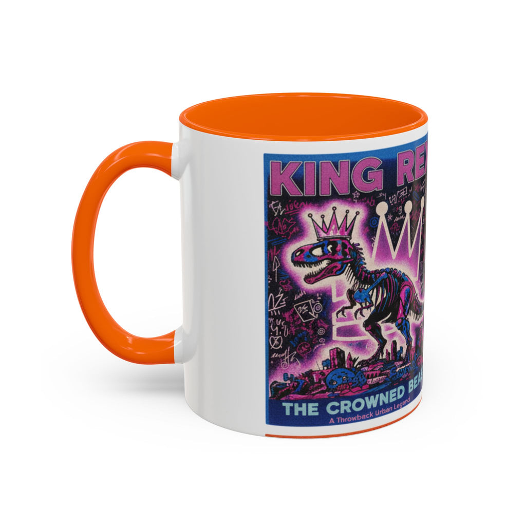 King Rex Pop-Art Coffee Mug — Retro Dinosaur Poster Accent Mug (11/15oz)