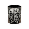 Tribal Mask Street Art Accent Coffee Mug — Graffiti Skull Design (11/15oz)