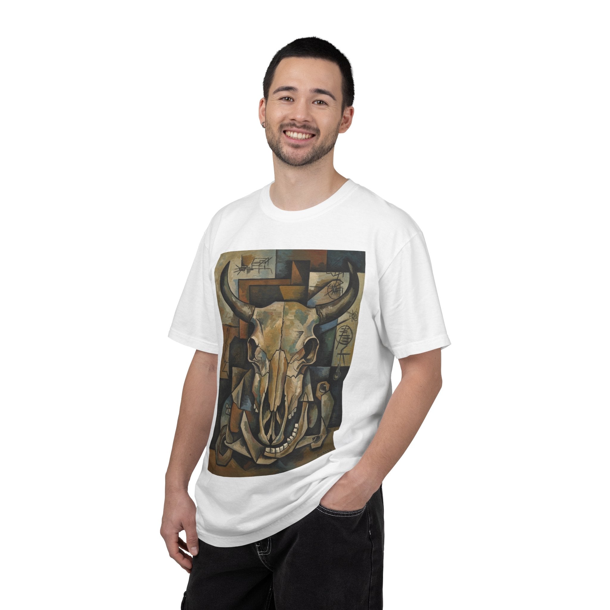 Bull Skull Art T-Shirt — Southwestern Cubist Skull Graphic Tee