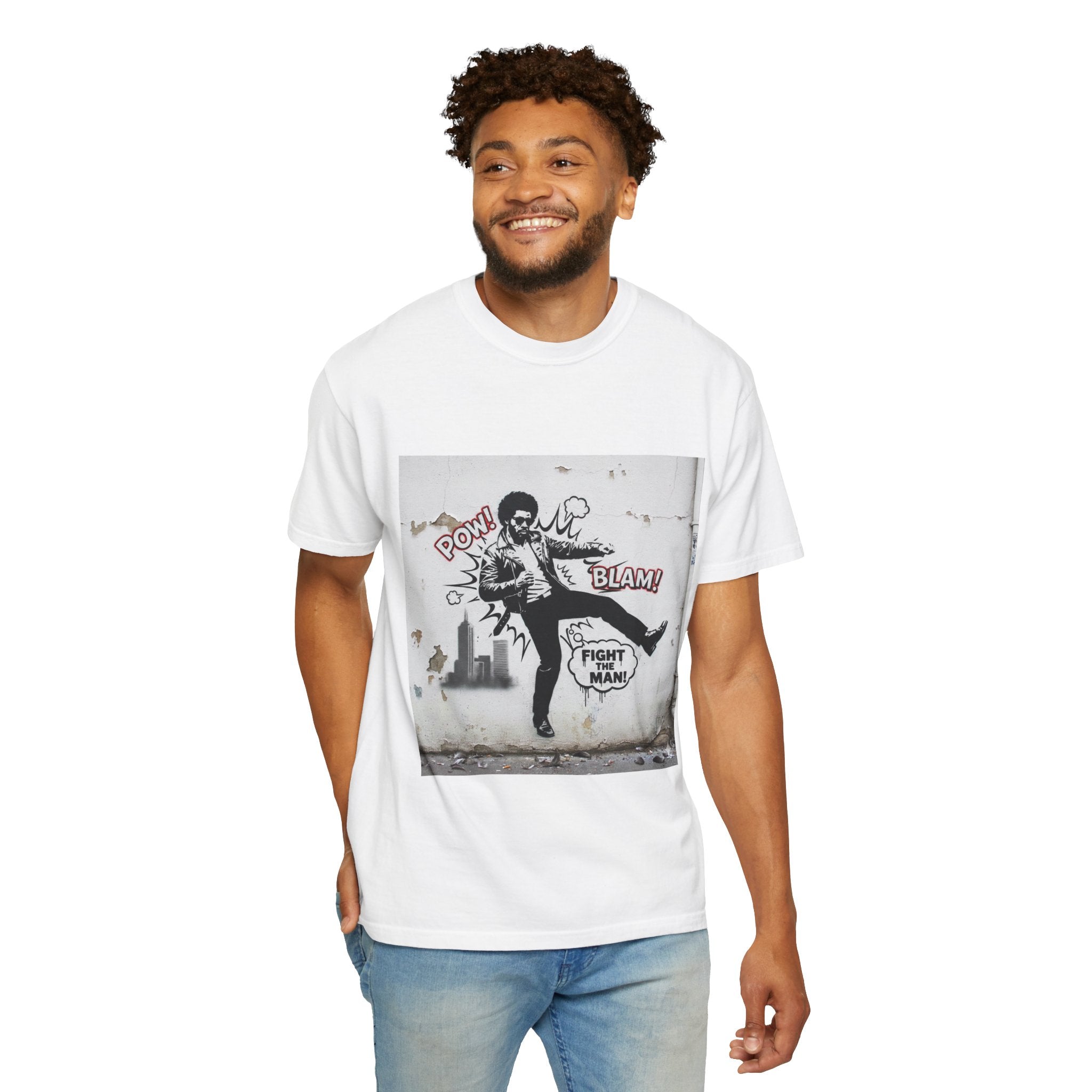Fight the Man Graphic T-Shirt — Retro Comic Street Art Tee
