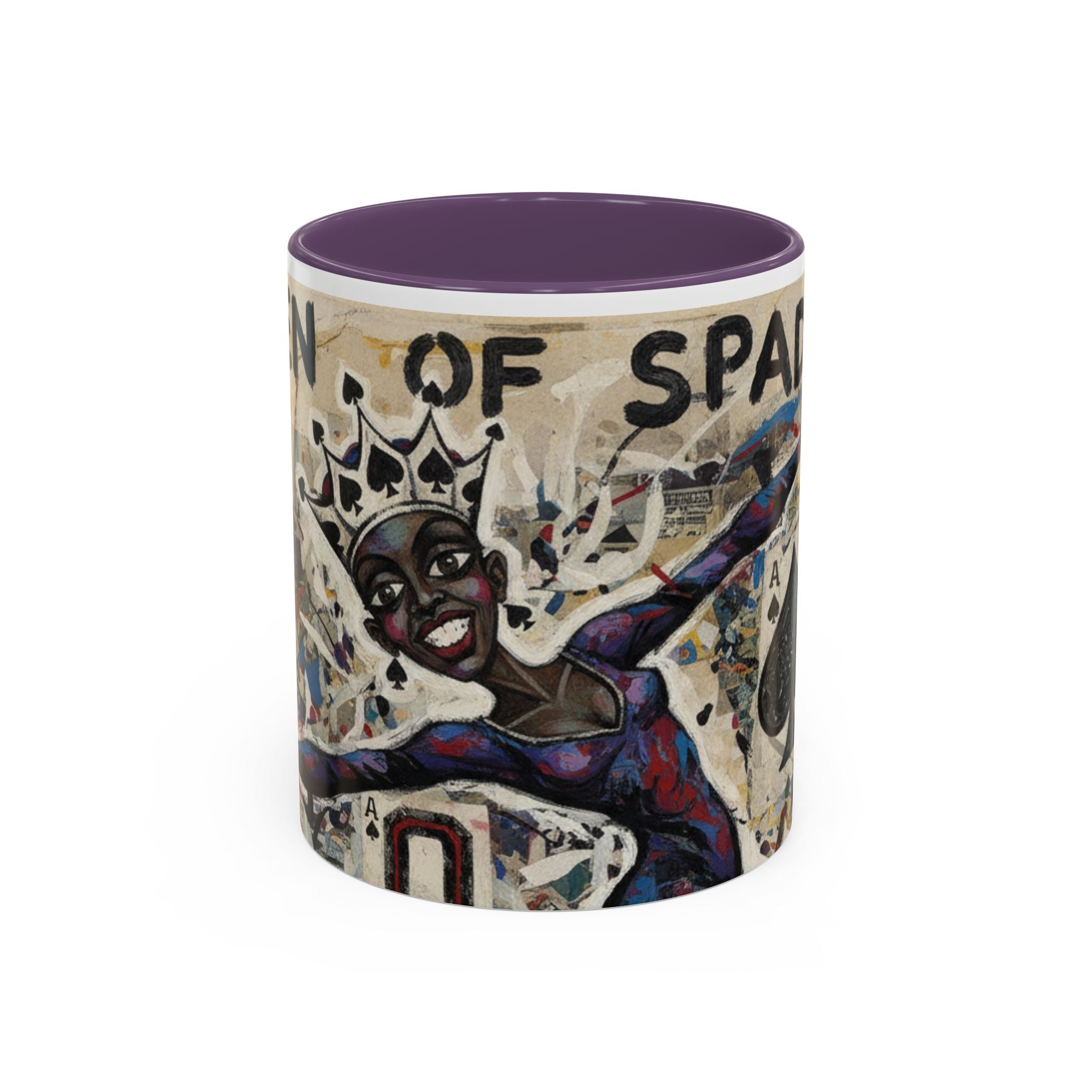 Queen of Spades Art Coffee Mug — Afrocentric Playing Card Design (11/15 oz)