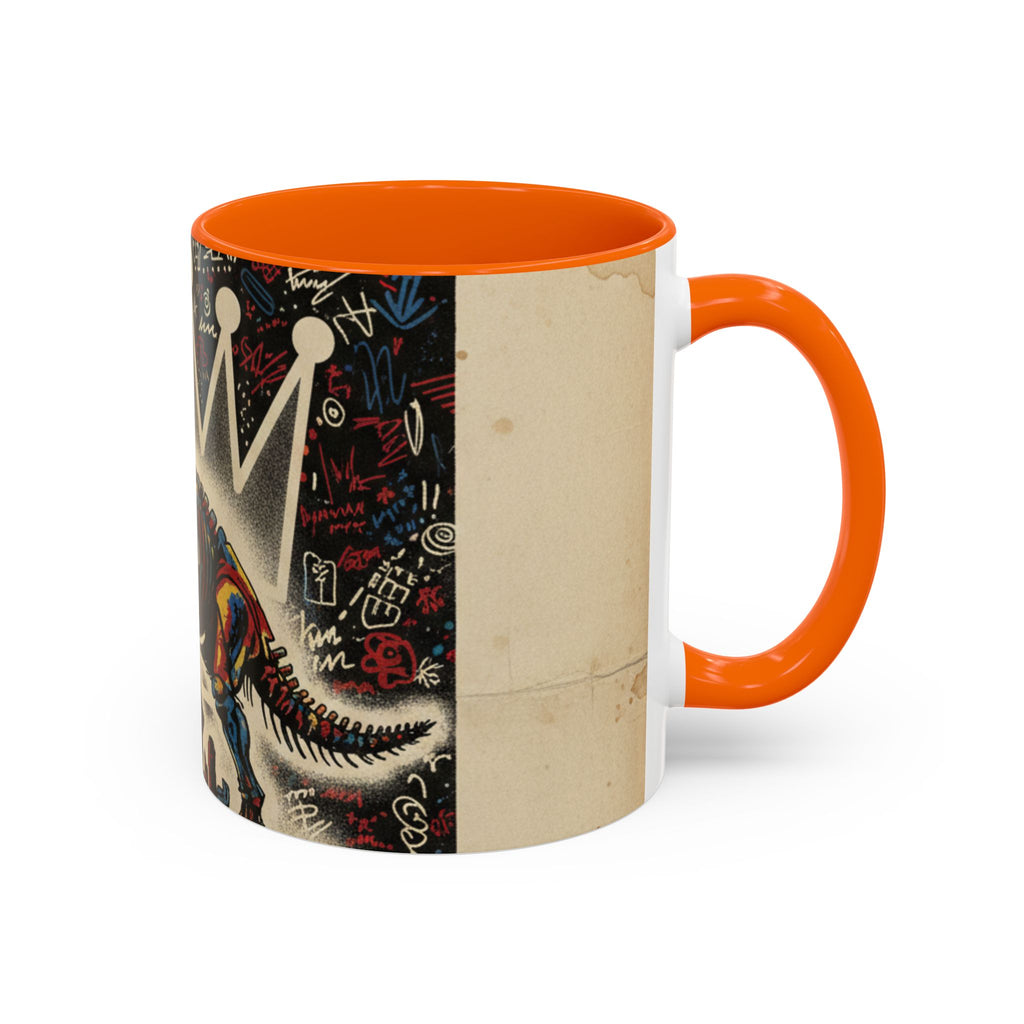 King Rex Coffee Mug — Retro 'The Crowned Beast' Dinosaur Art Accent Mug (11/15oz)