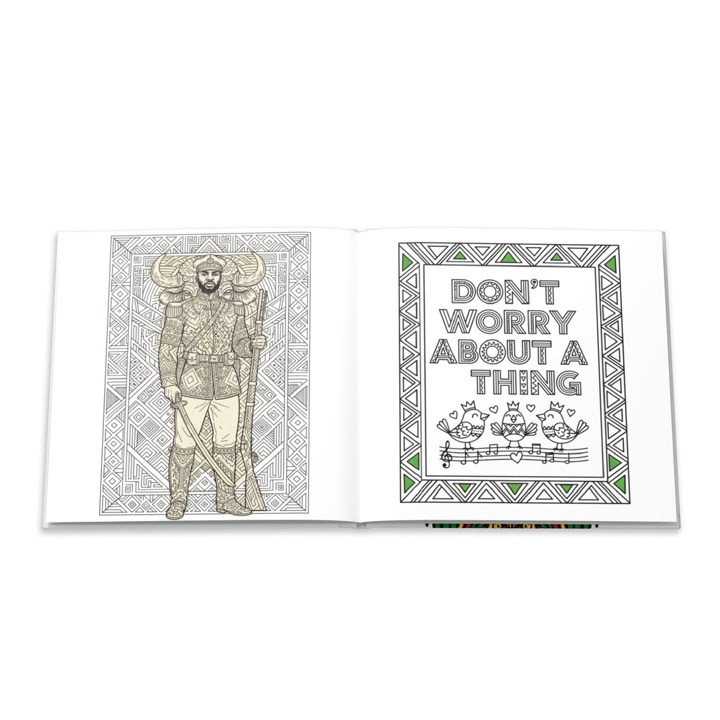 Hardcover Coloring Book — Judah Lion Rasta Design (Bold Reggae Colors)