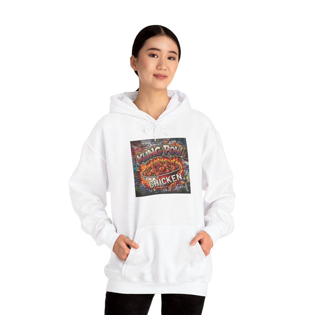 Spicy Kung Pao Chicken Hoodie — Vintage Chinese Takeout Food Graphic Sweatshirt