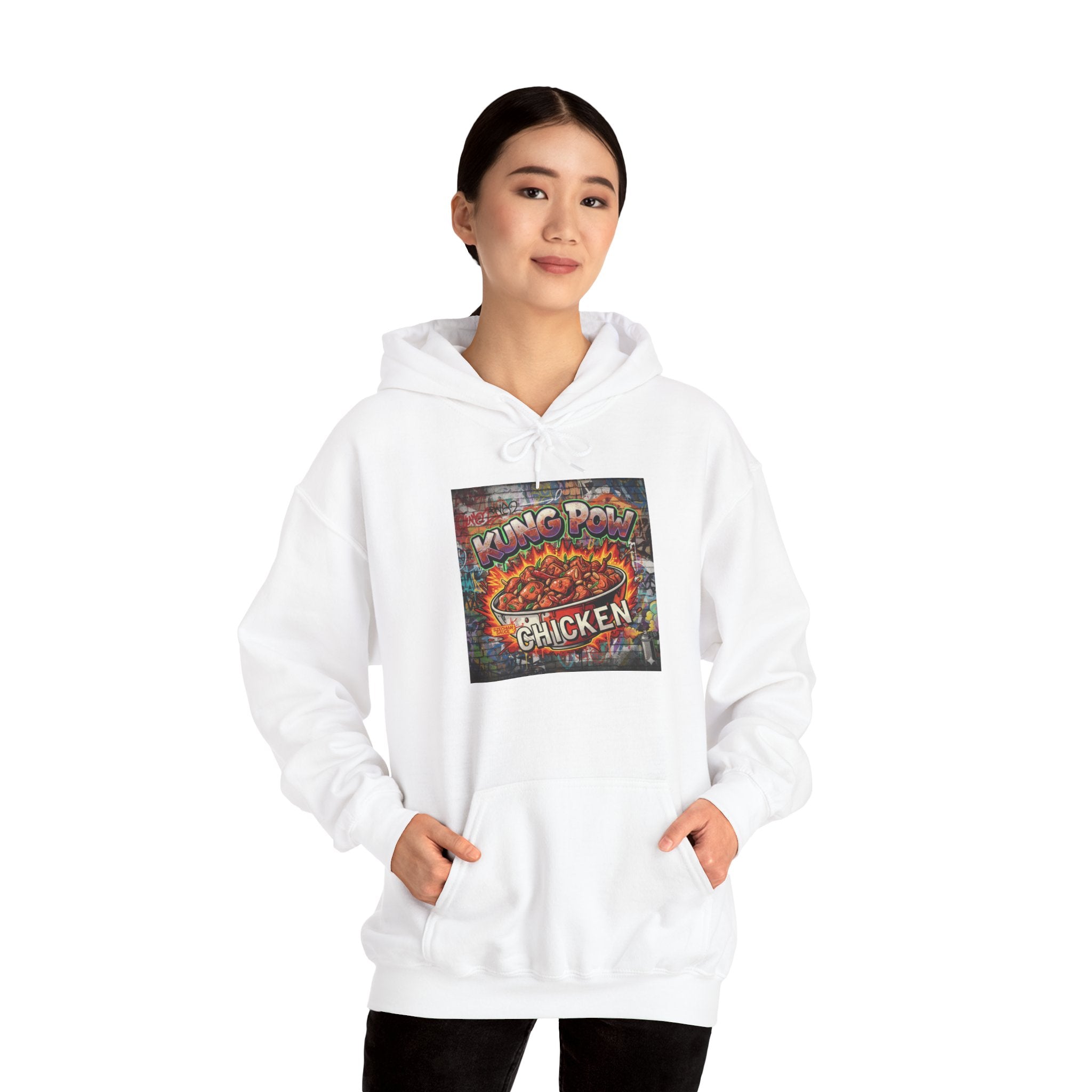 Spicy Kung Pao Chicken Hoodie — Vintage Chinese Takeout Food Graphic Sweatshirt