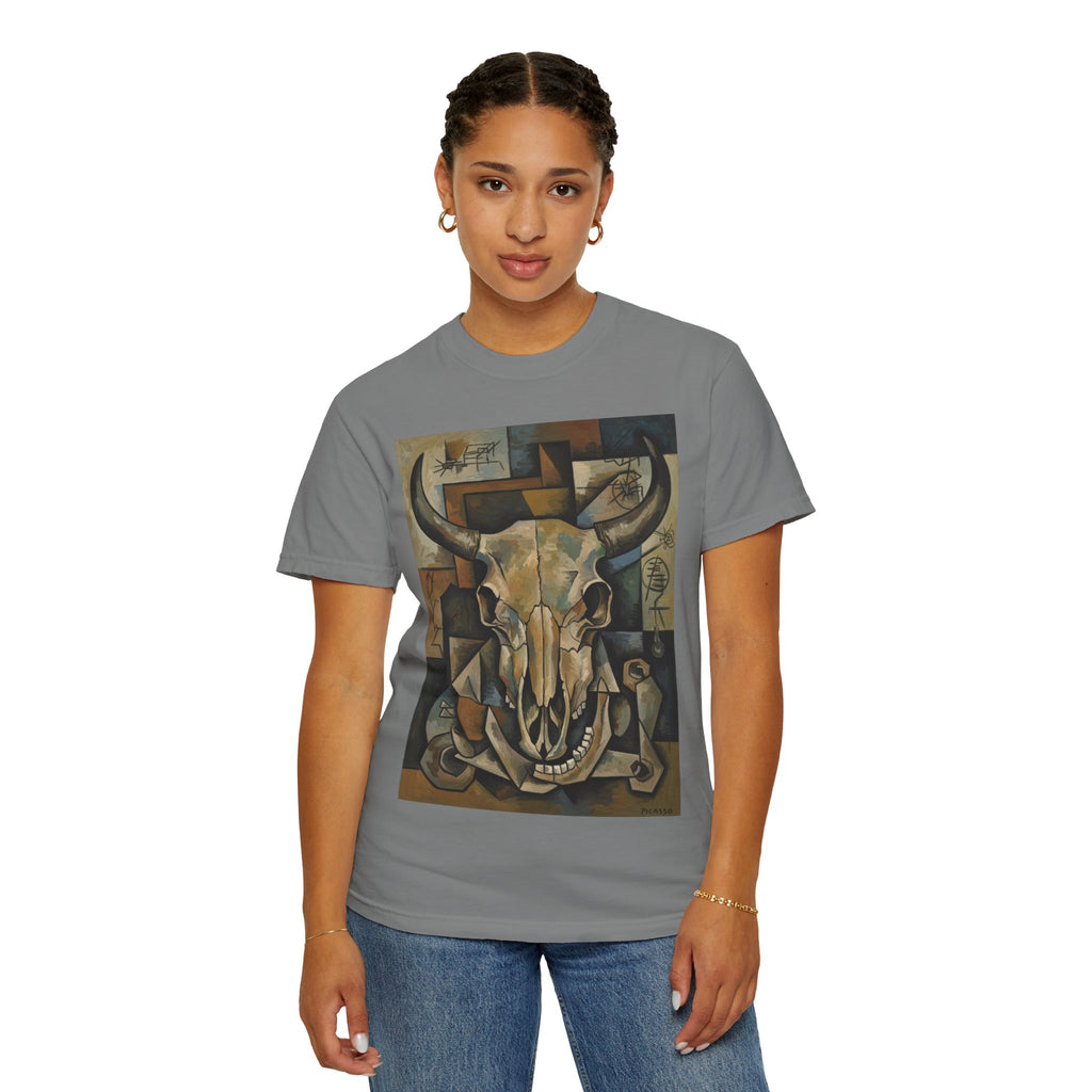 Bull Skull Art T-Shirt — Southwestern Cubist Skull Graphic Tee