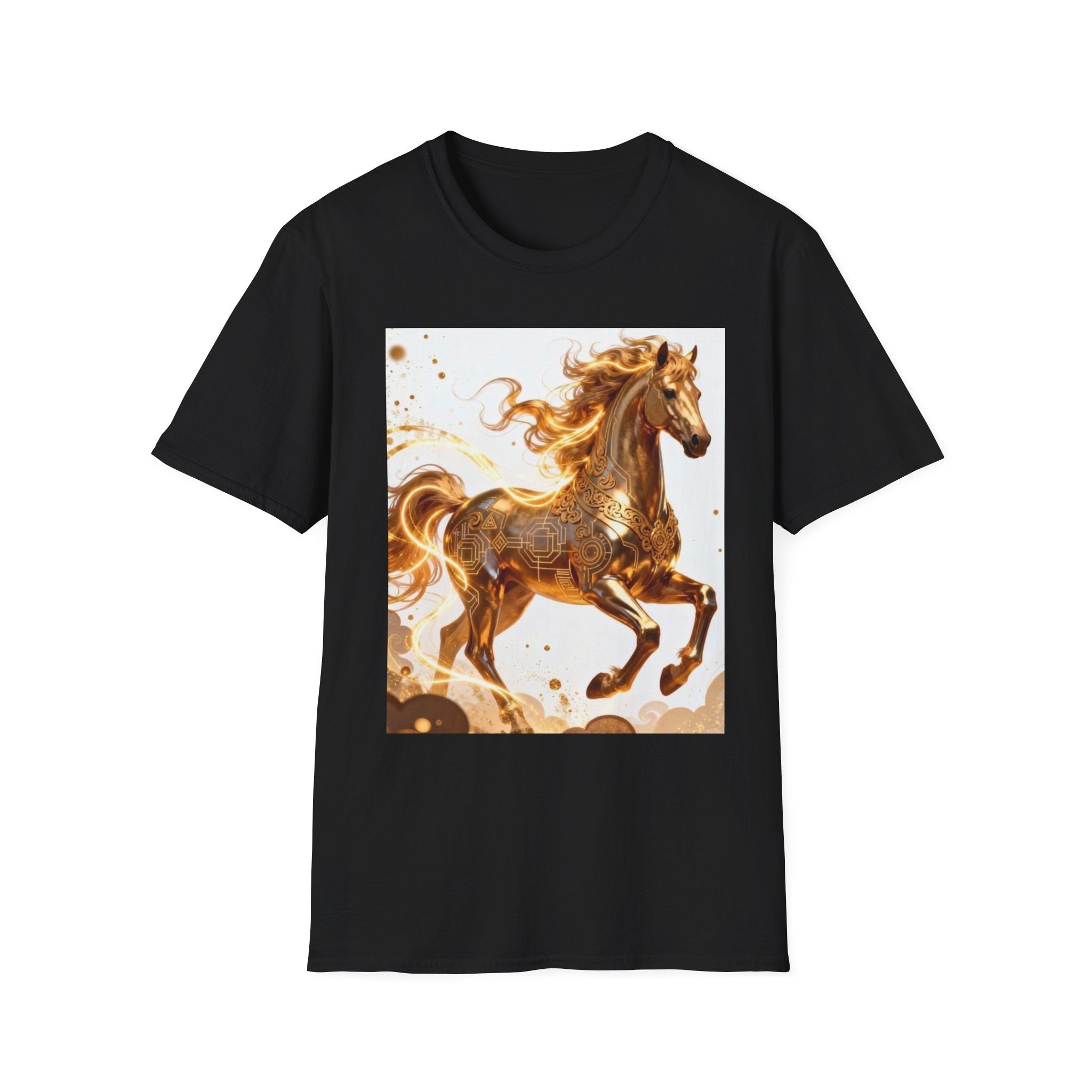 Golden Gallop Horse T-Shirt — Metallic Foil Stallion Graphic Tee