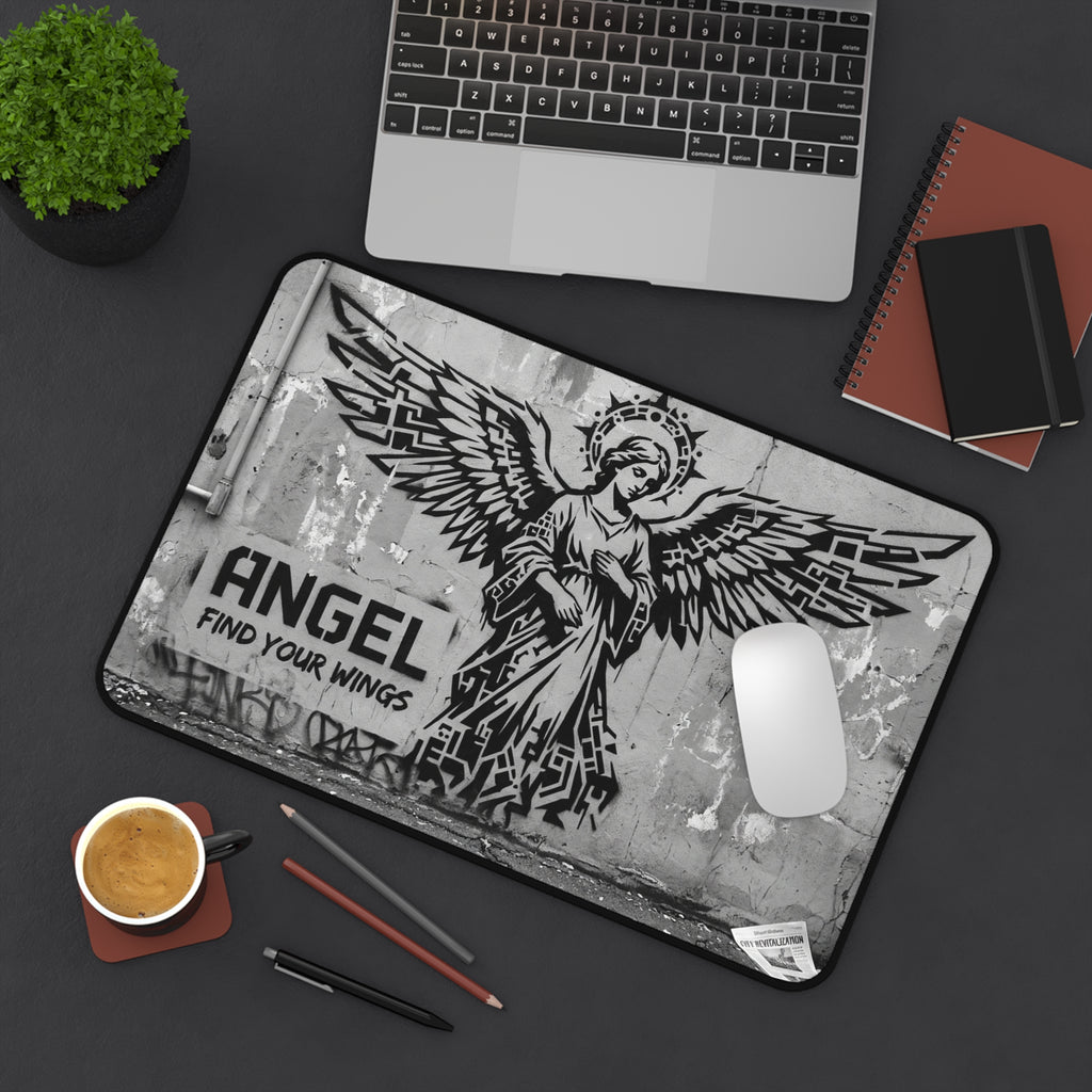 Angel "Find Your Wings" Desk Mat — Urban Street Art Mouse Pad