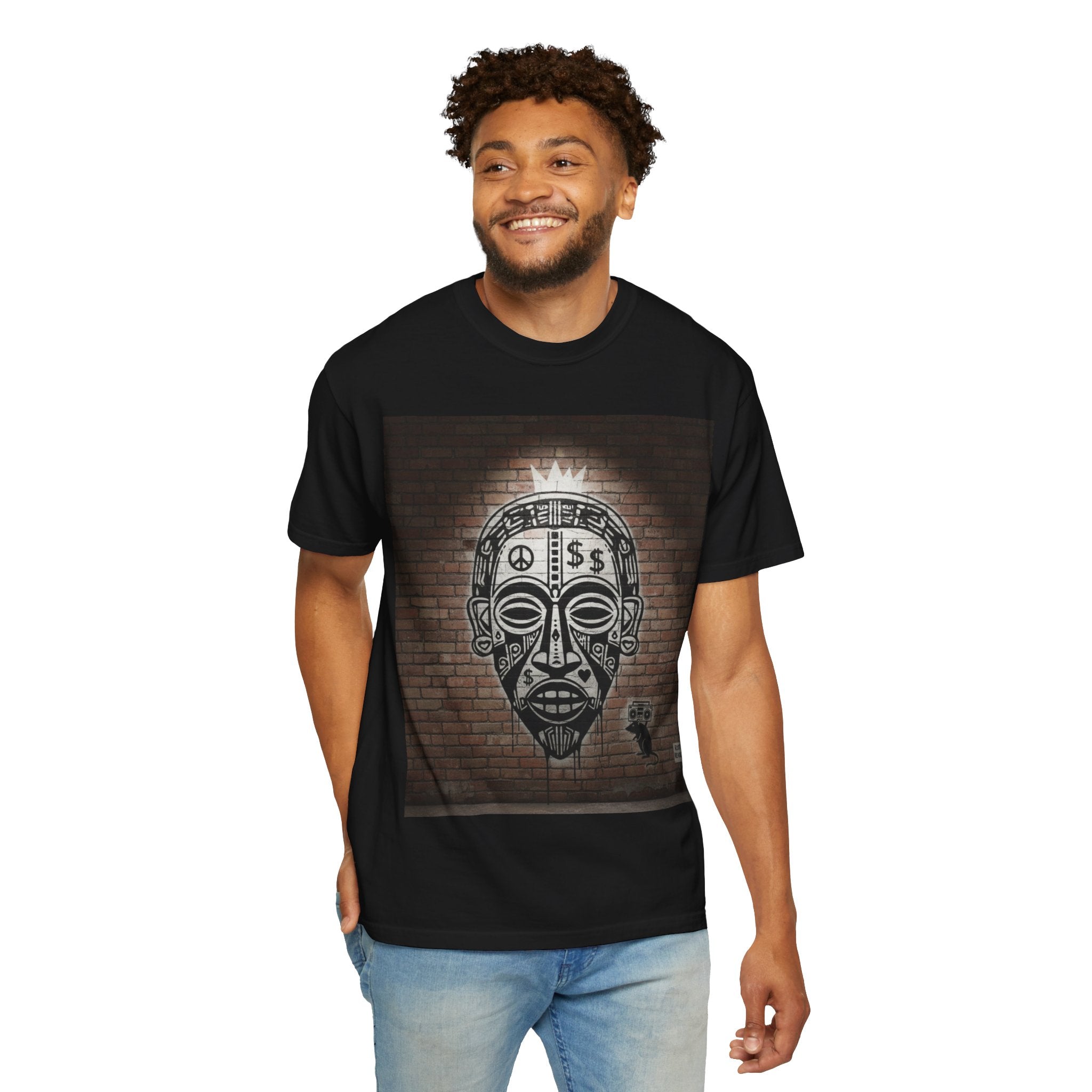 T-Shirt — Urban Tribal Mask Graffiti Print