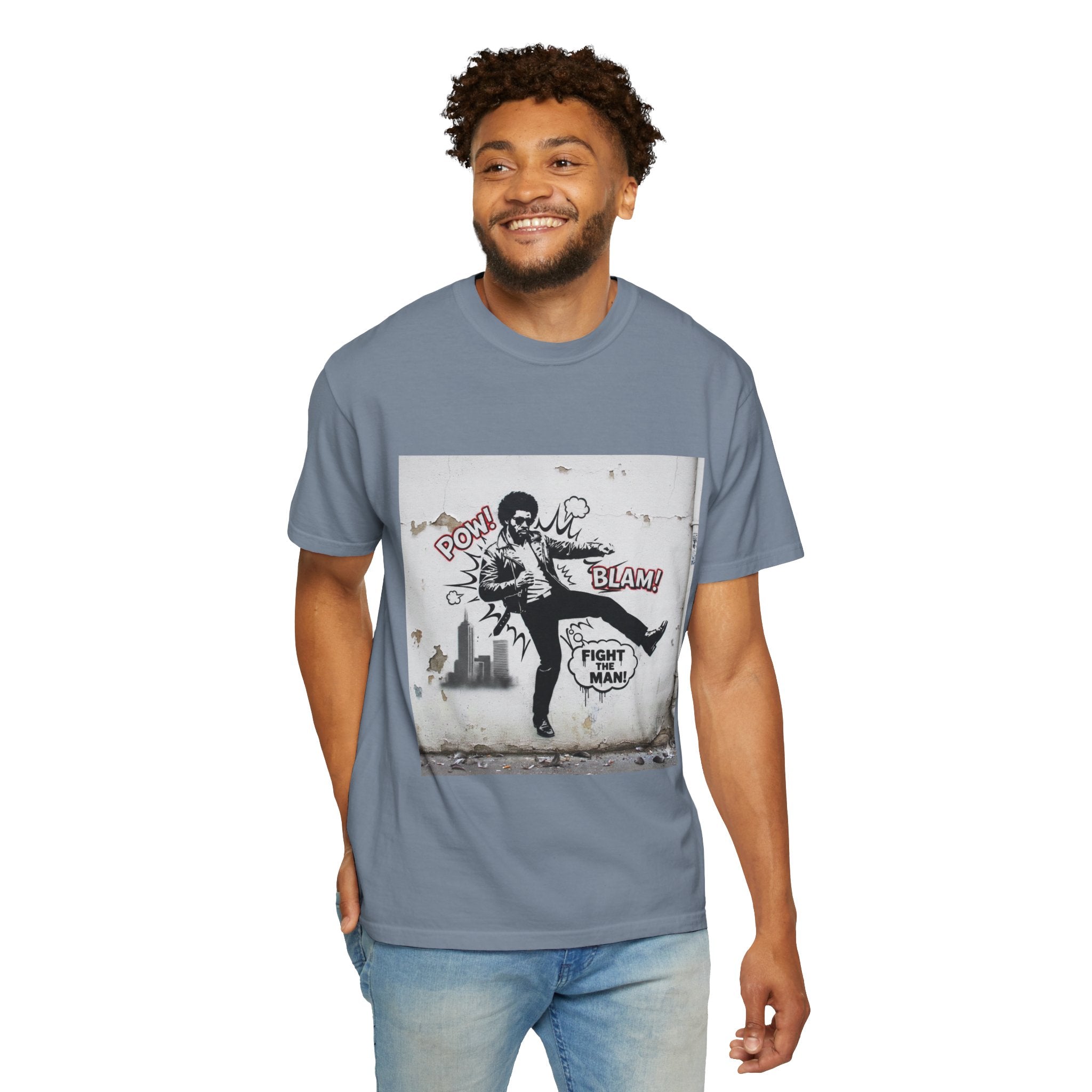 Fight the Man Graphic T-Shirt — Retro Comic Street Art Tee