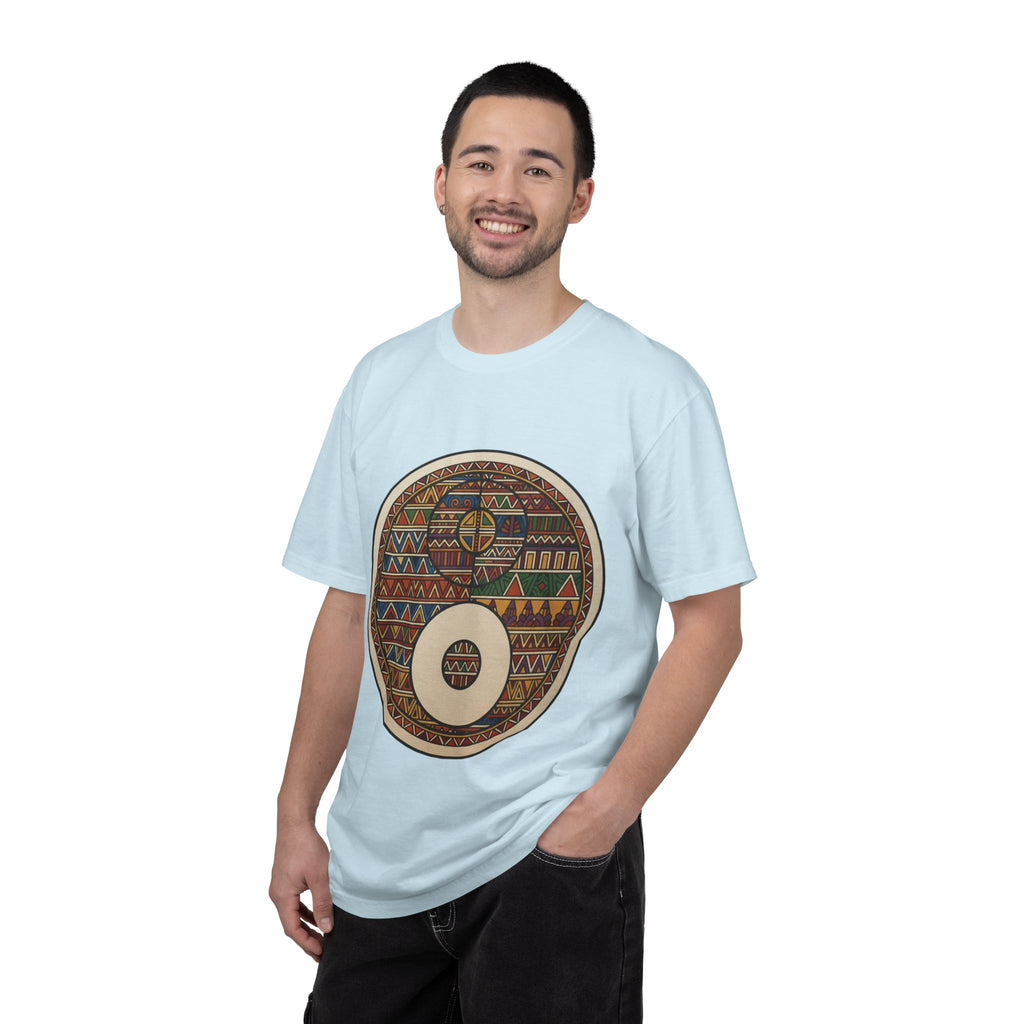 Aztec Drum Graphic T-Shirt — Tribal Pattern Music Tee