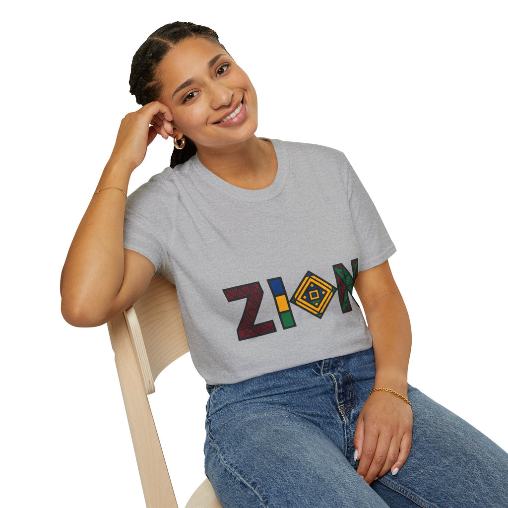 Zion Afrocentric Graphic T-Shirt — Bold Tribal Lettering