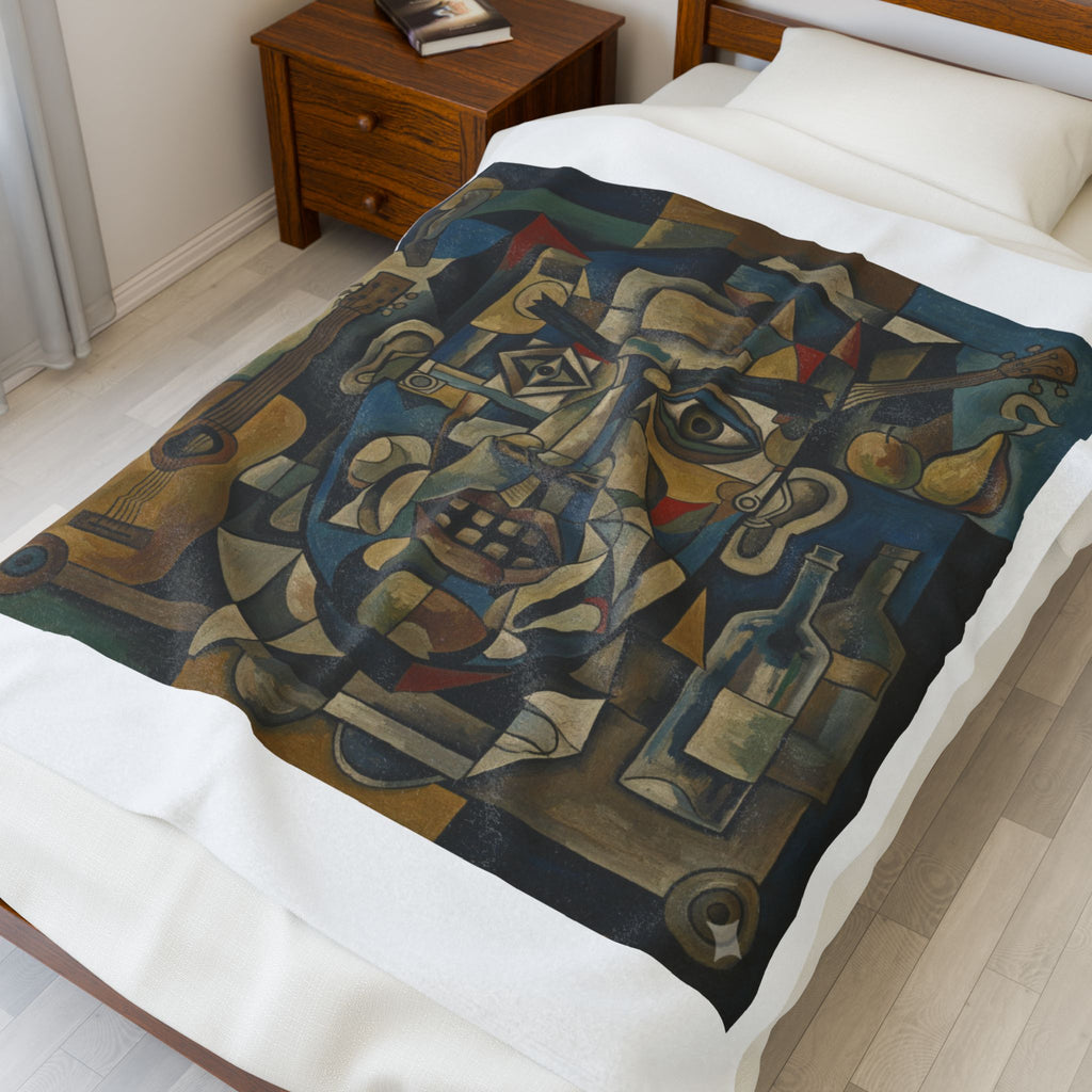Abstract Cubist Face Velveteen Plush Blanket