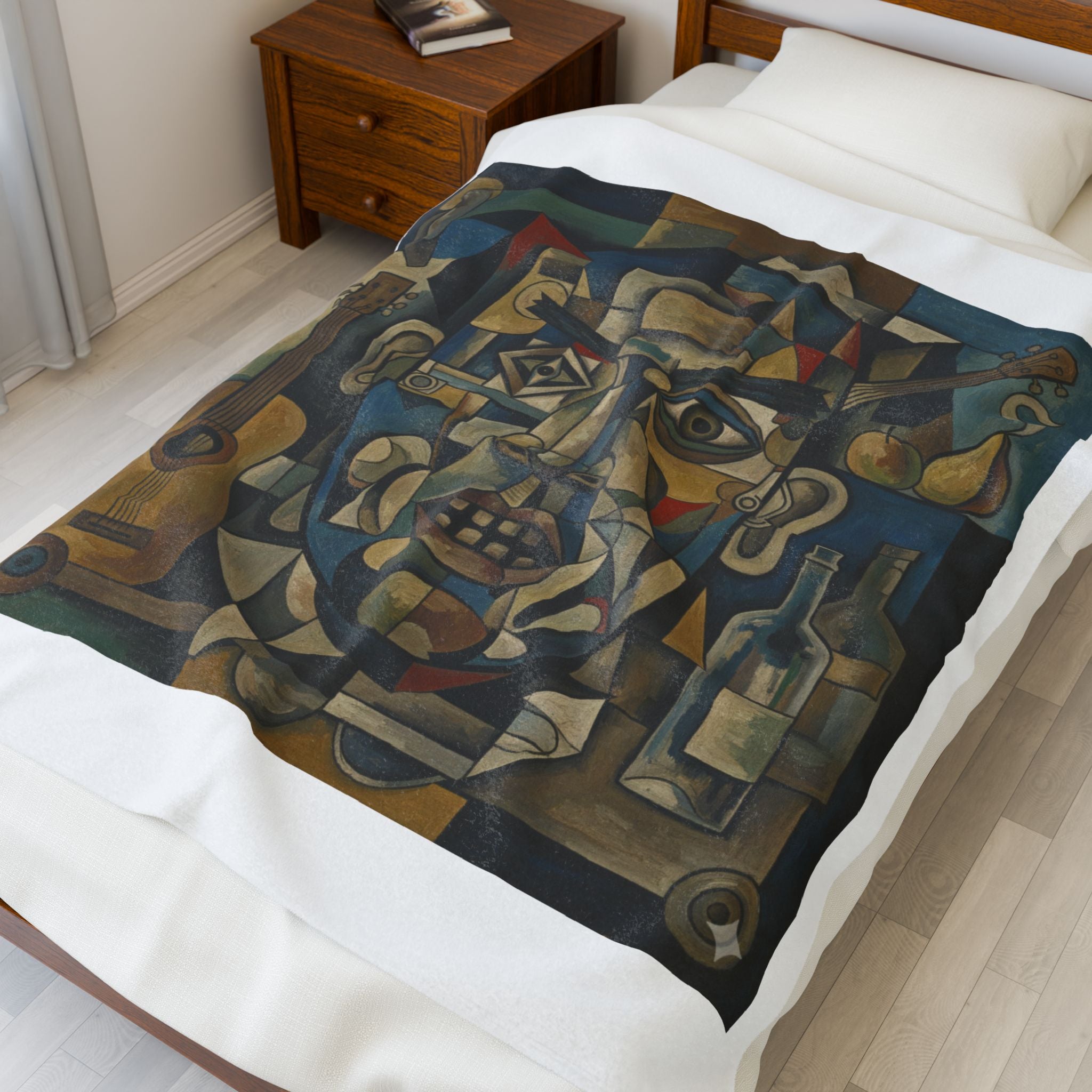 Abstract Cubist Face Velveteen Plush Blanket