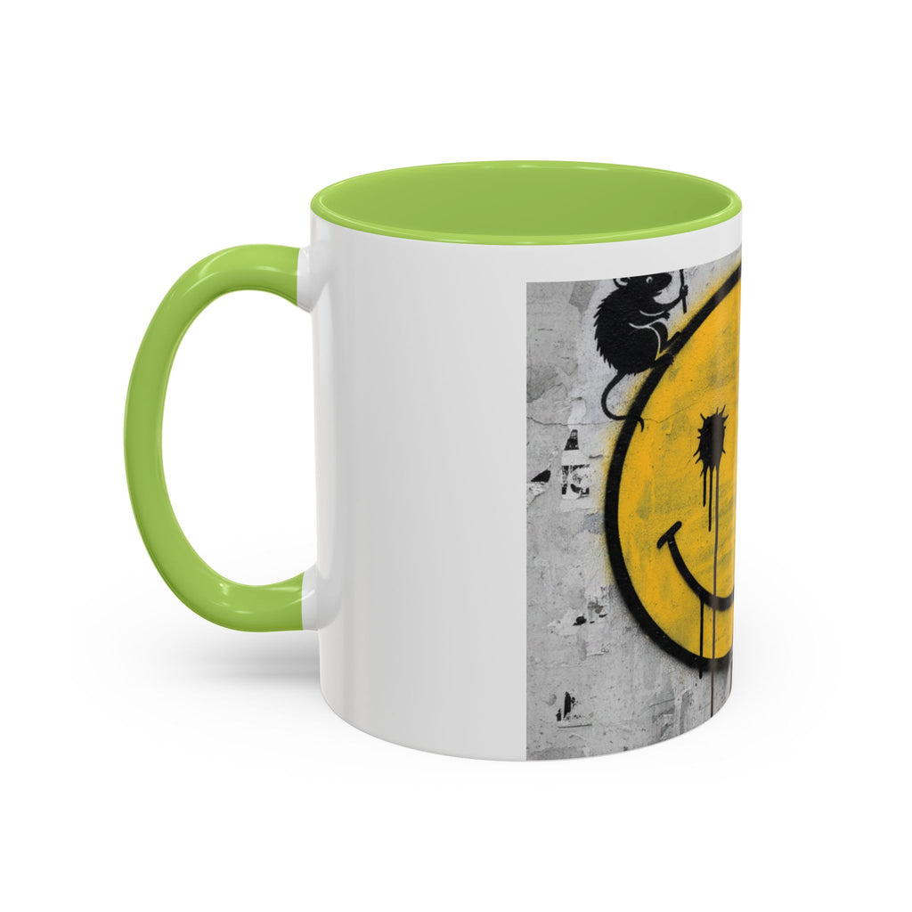 Graffiti Smiley Accent Coffee Mug – Dripping Eyes Street Art Design (11/15oz)