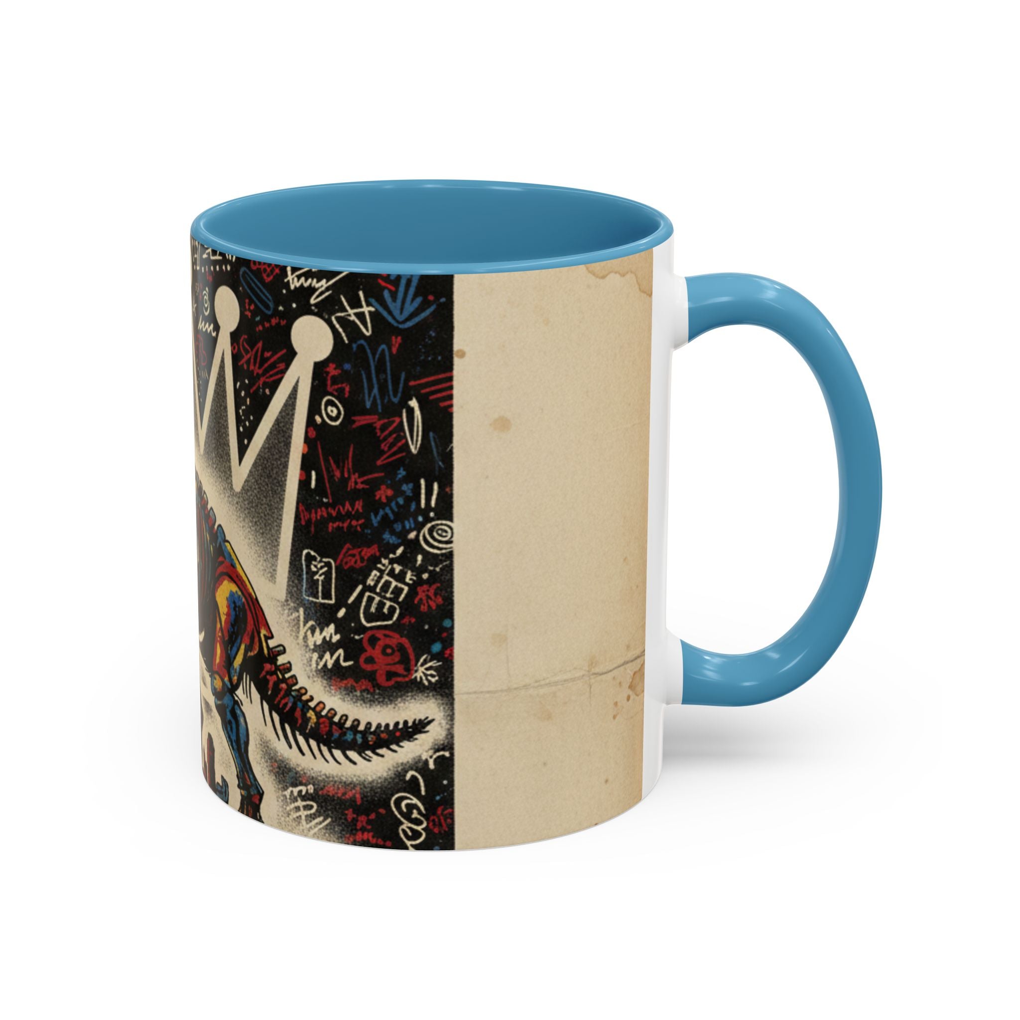 King Rex Coffee Mug — Retro 'The Crowned Beast' Dinosaur Art Accent Mug (11/15oz)