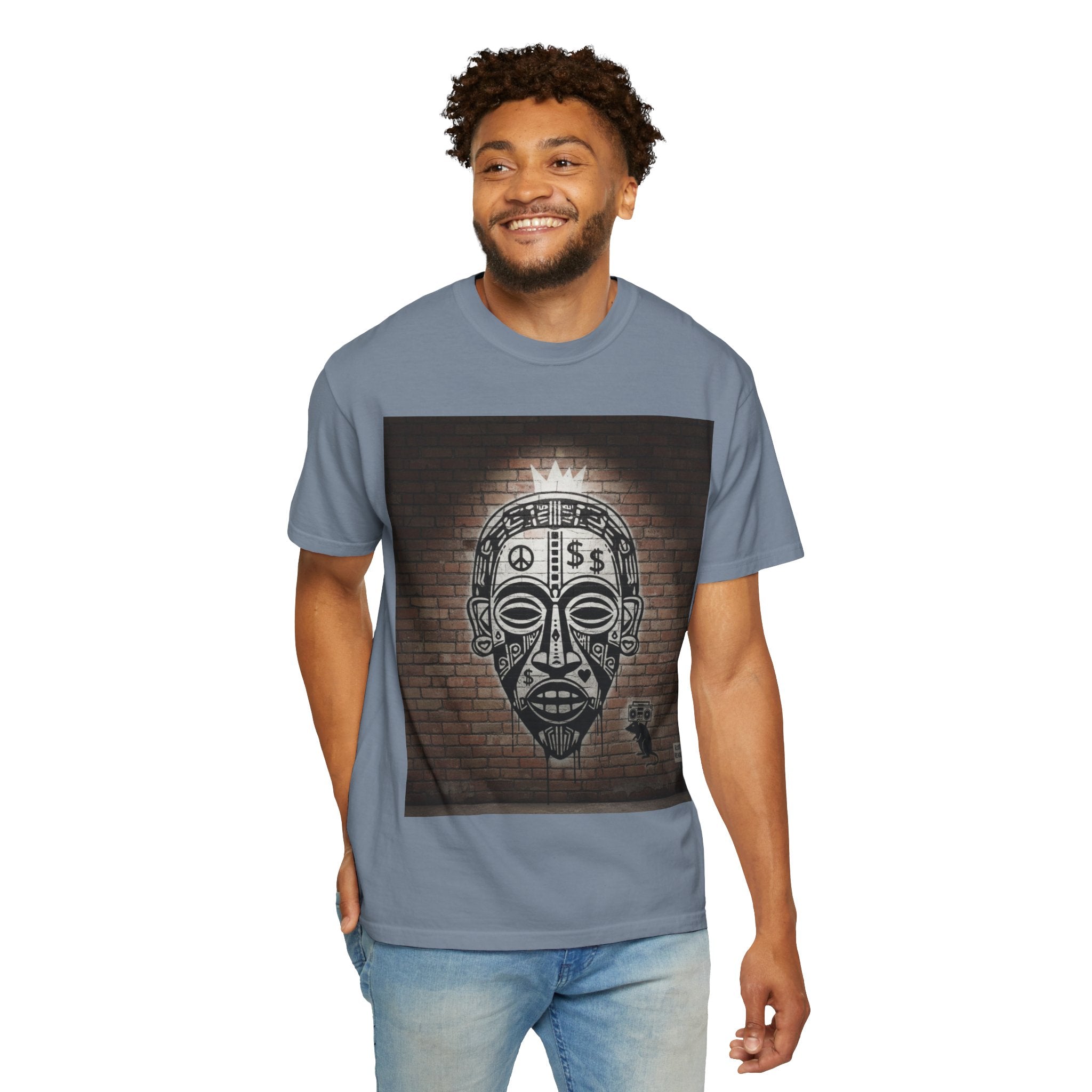 T-Shirt — Urban Tribal Mask Graffiti Print