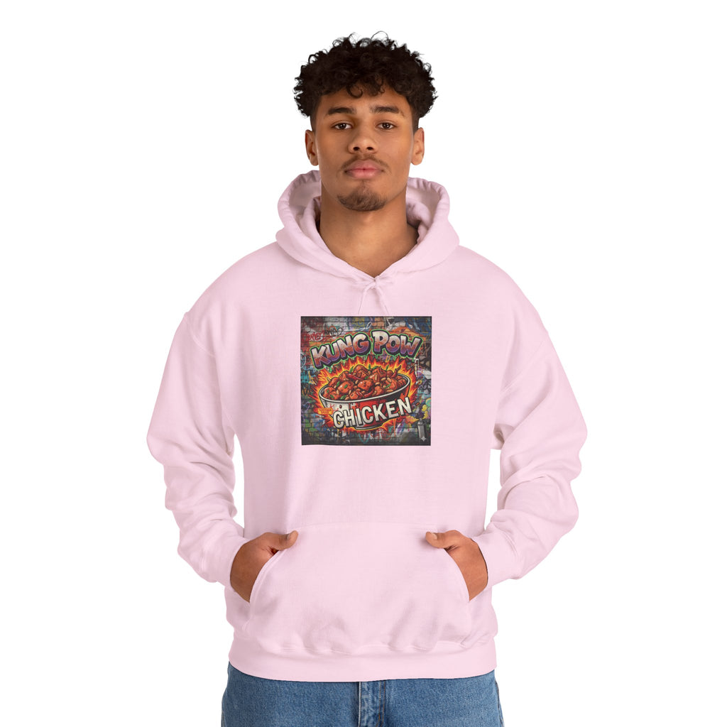 Spicy Kung Pao Chicken Hoodie — Vintage Chinese Takeout Food Graphic Sweatshirt