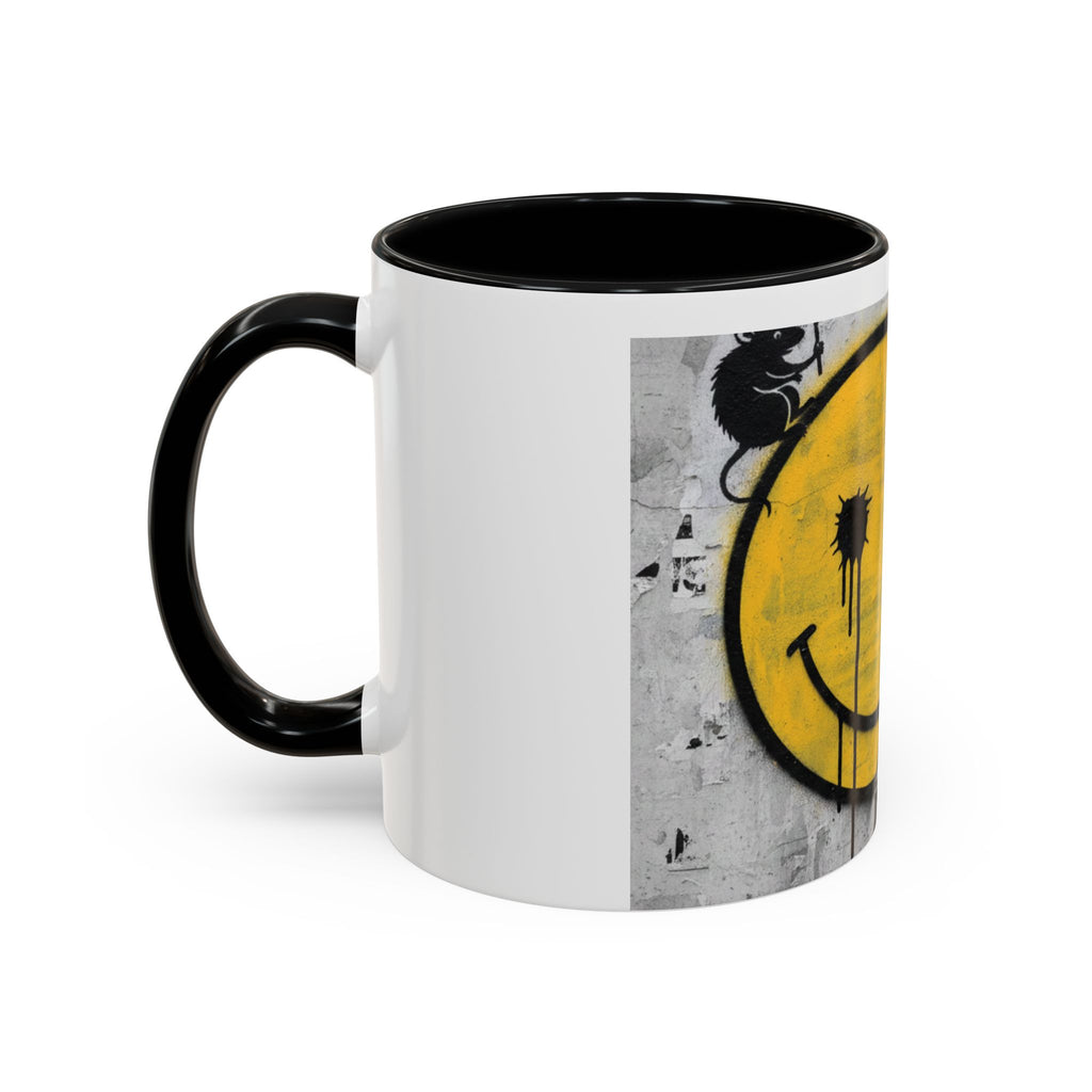 Graffiti Smiley Accent Coffee Mug – Dripping Eyes Street Art Design (11/15oz)