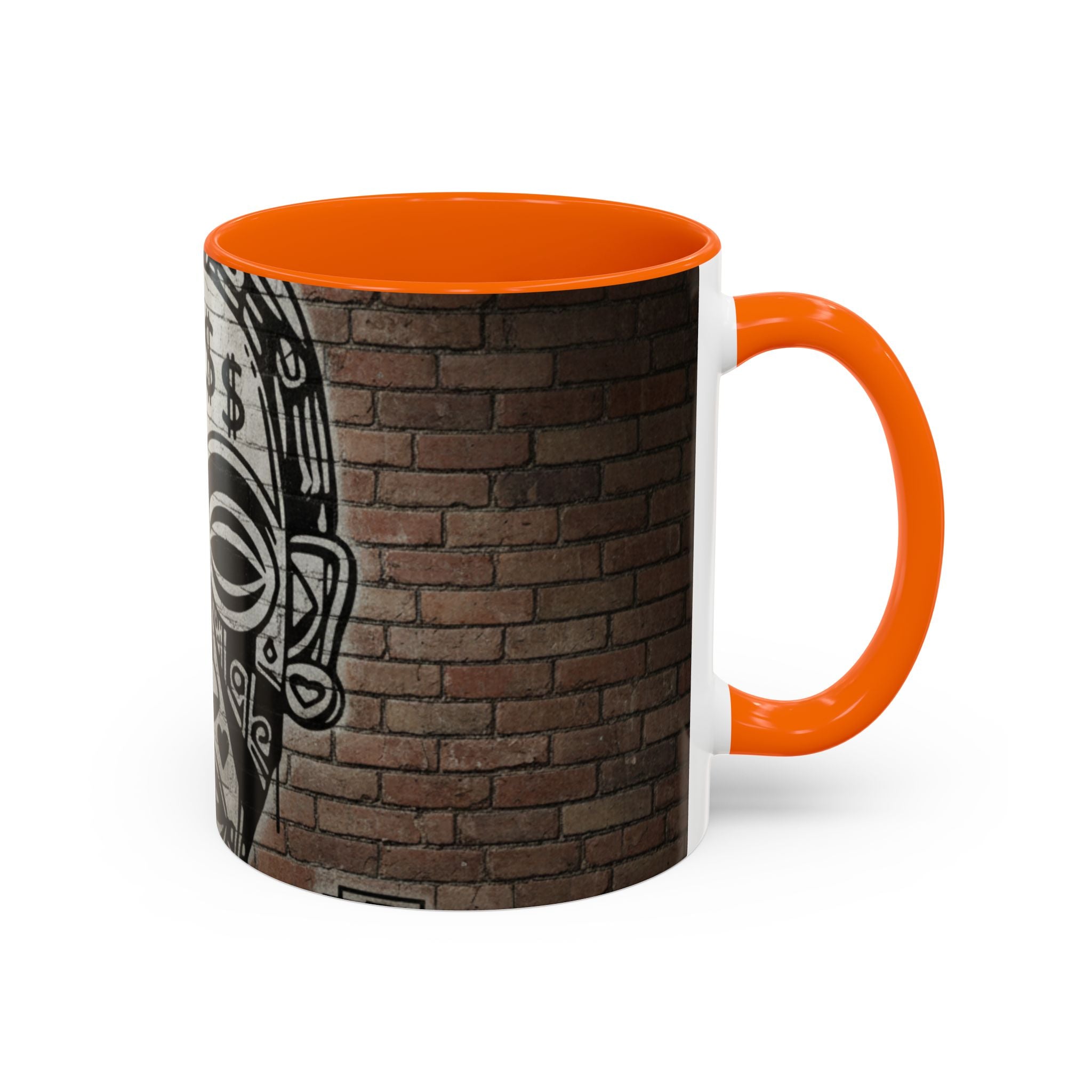 Tribal Mask Street Art Accent Coffee Mug — Graffiti Skull Design (11/15oz)