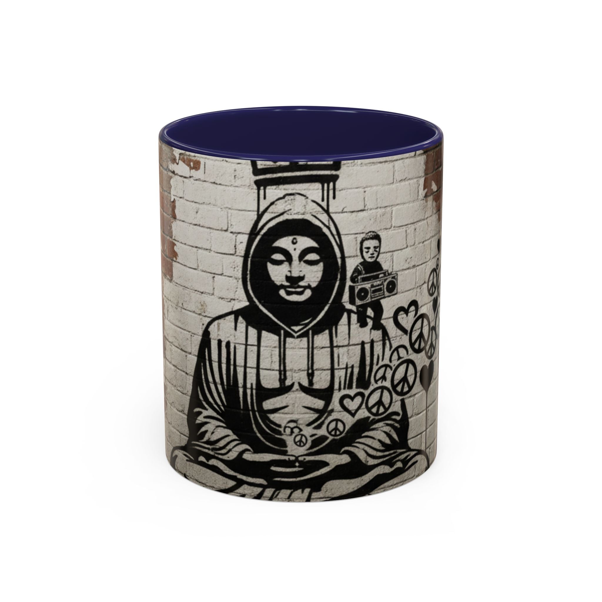Buddha Street Art Accent Coffee Mug — Graffiti Meditation Design