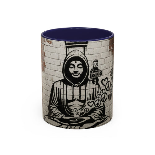 Buddha Street Art Accent Coffee Mug — Graffiti Meditation Design