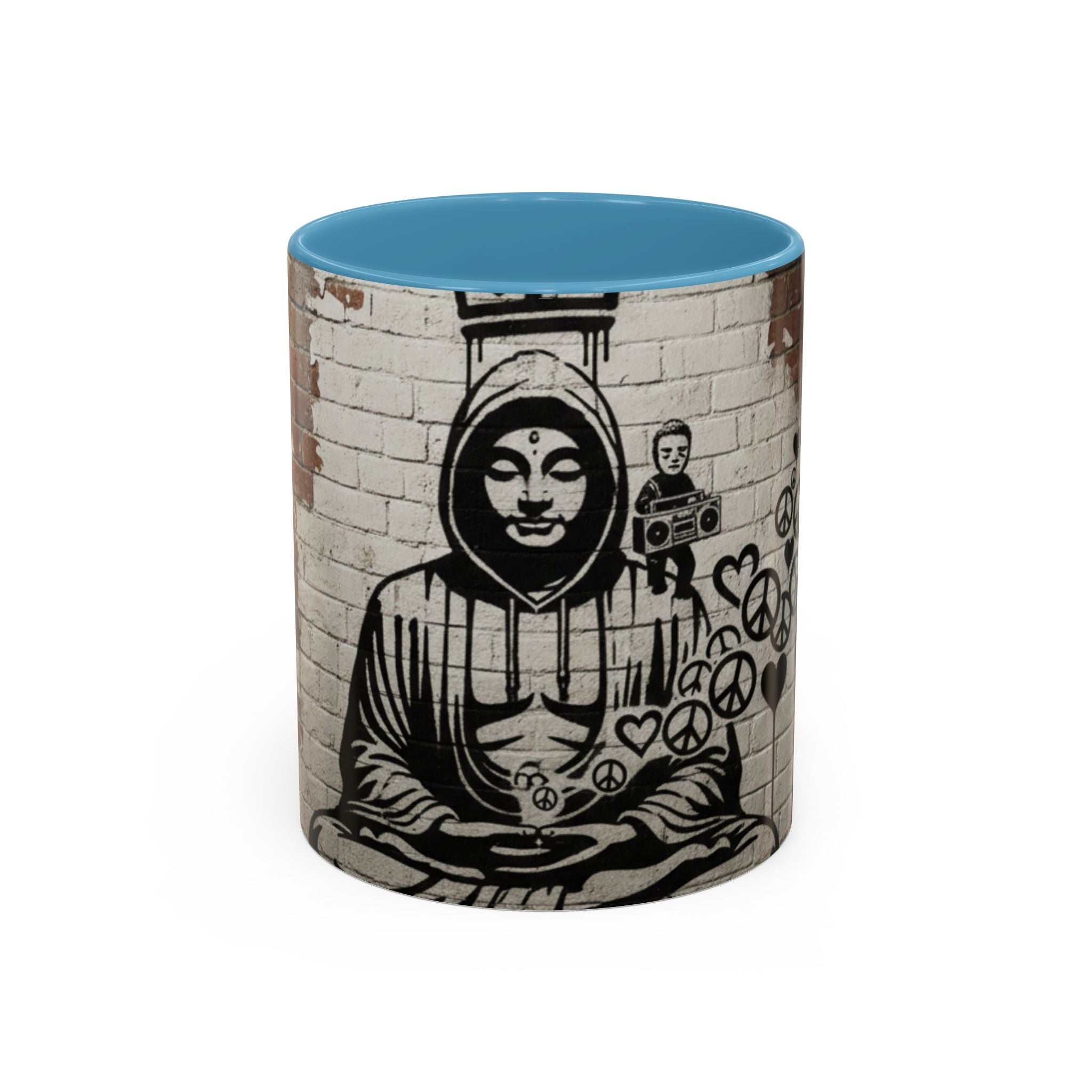 Buddha Street Art Accent Coffee Mug — Graffiti Meditation Design