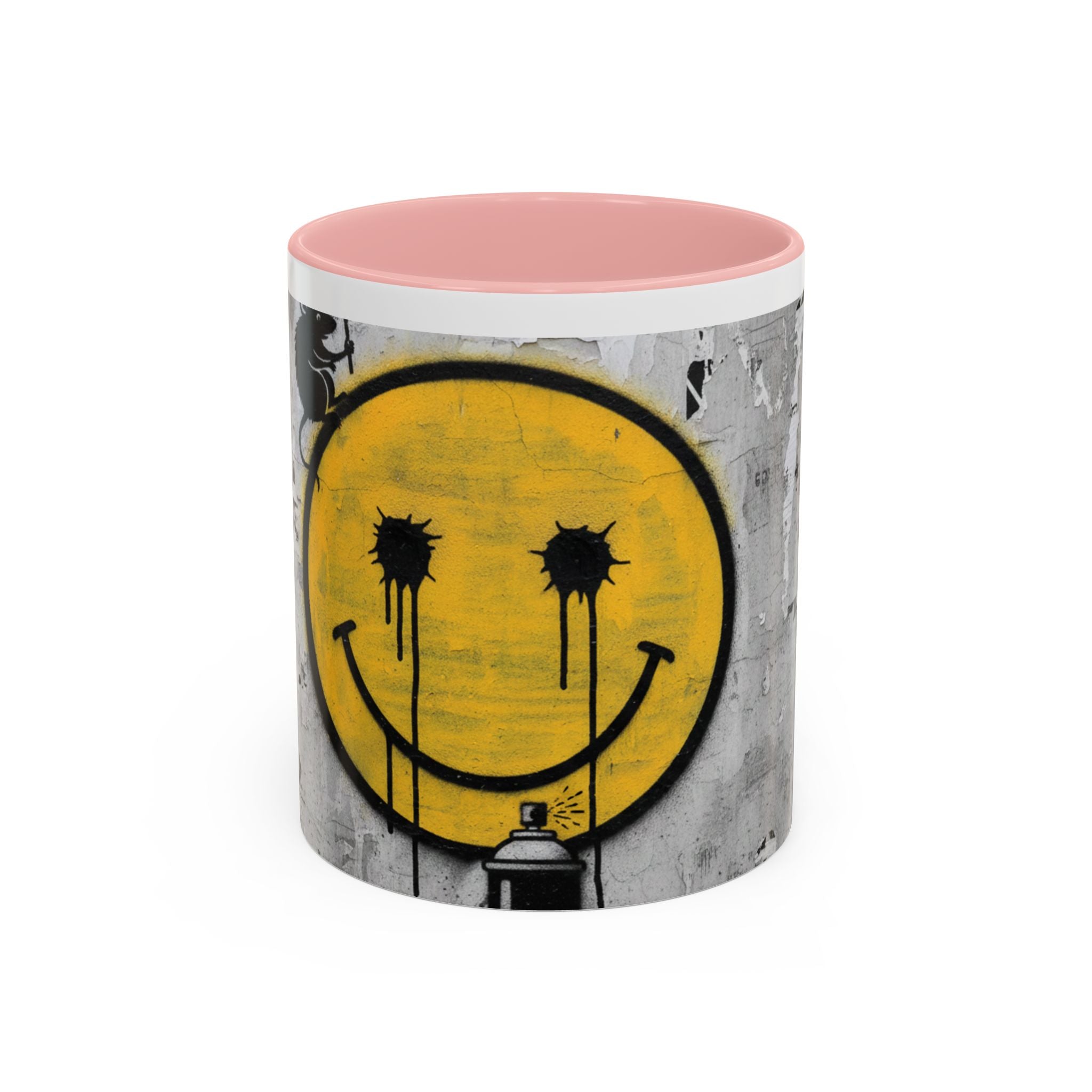 Graffiti Smiley Accent Coffee Mug – Dripping Eyes Street Art Design (11/15oz)