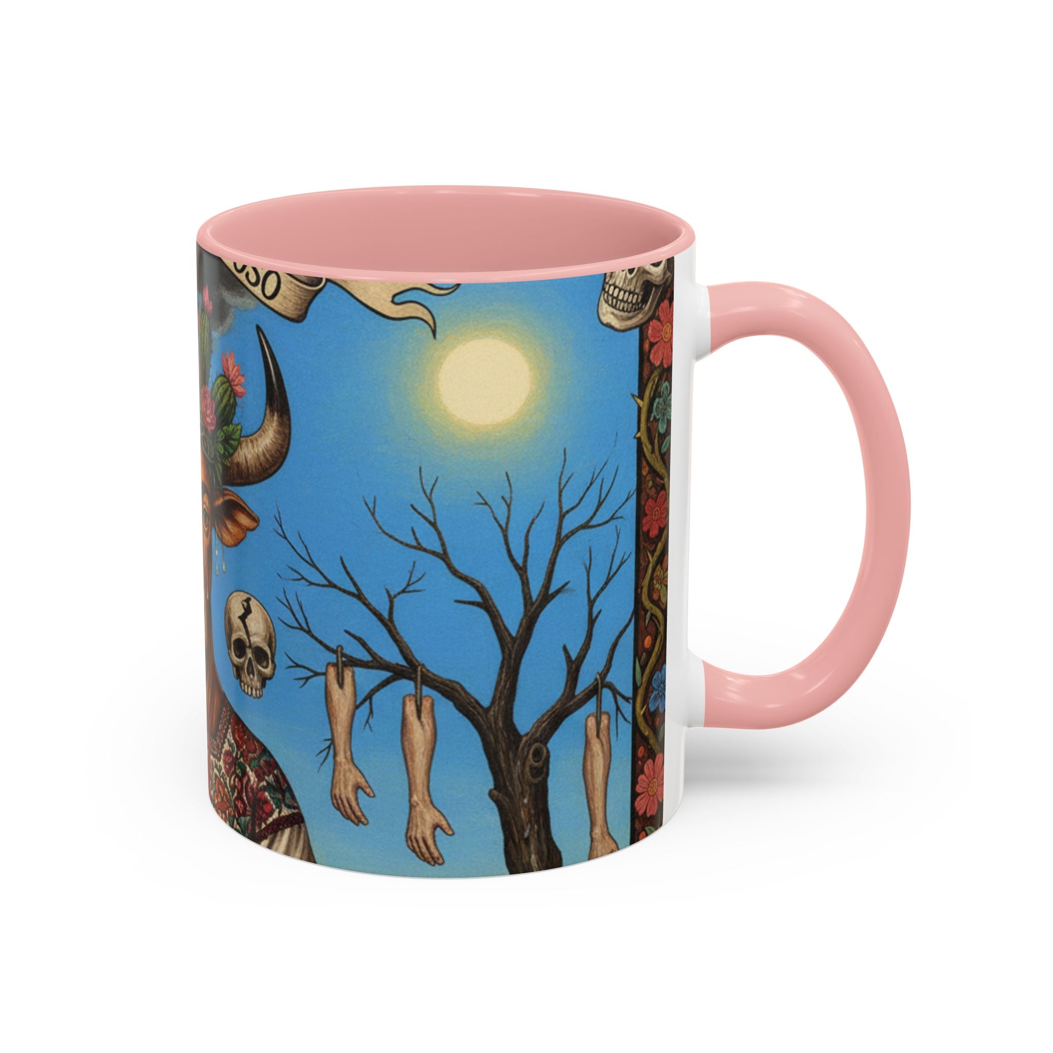 Surreal Folk Art Accent Mug — Cow Deity Holding Heart (11/15oz)