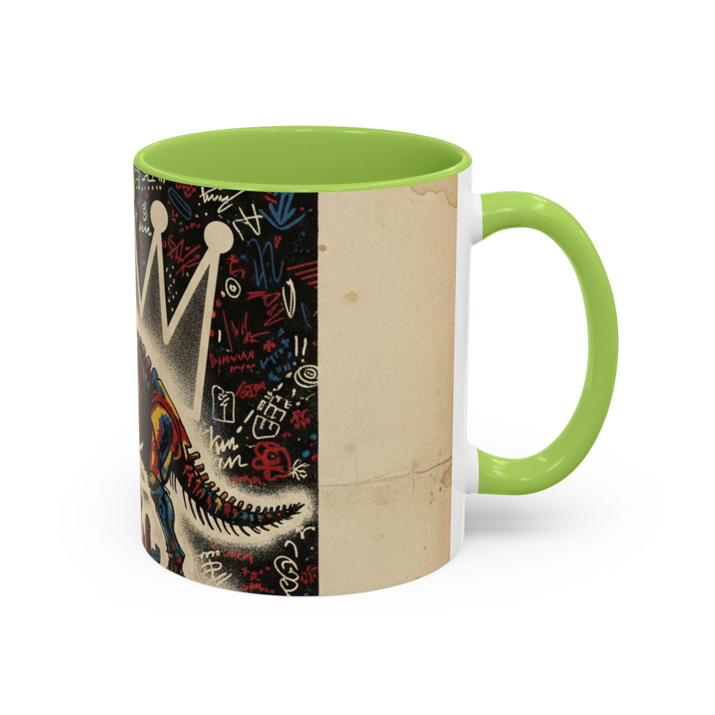 King Rex Coffee Mug — Retro 'The Crowned Beast' Dinosaur Art Accent Mug (11/15oz)