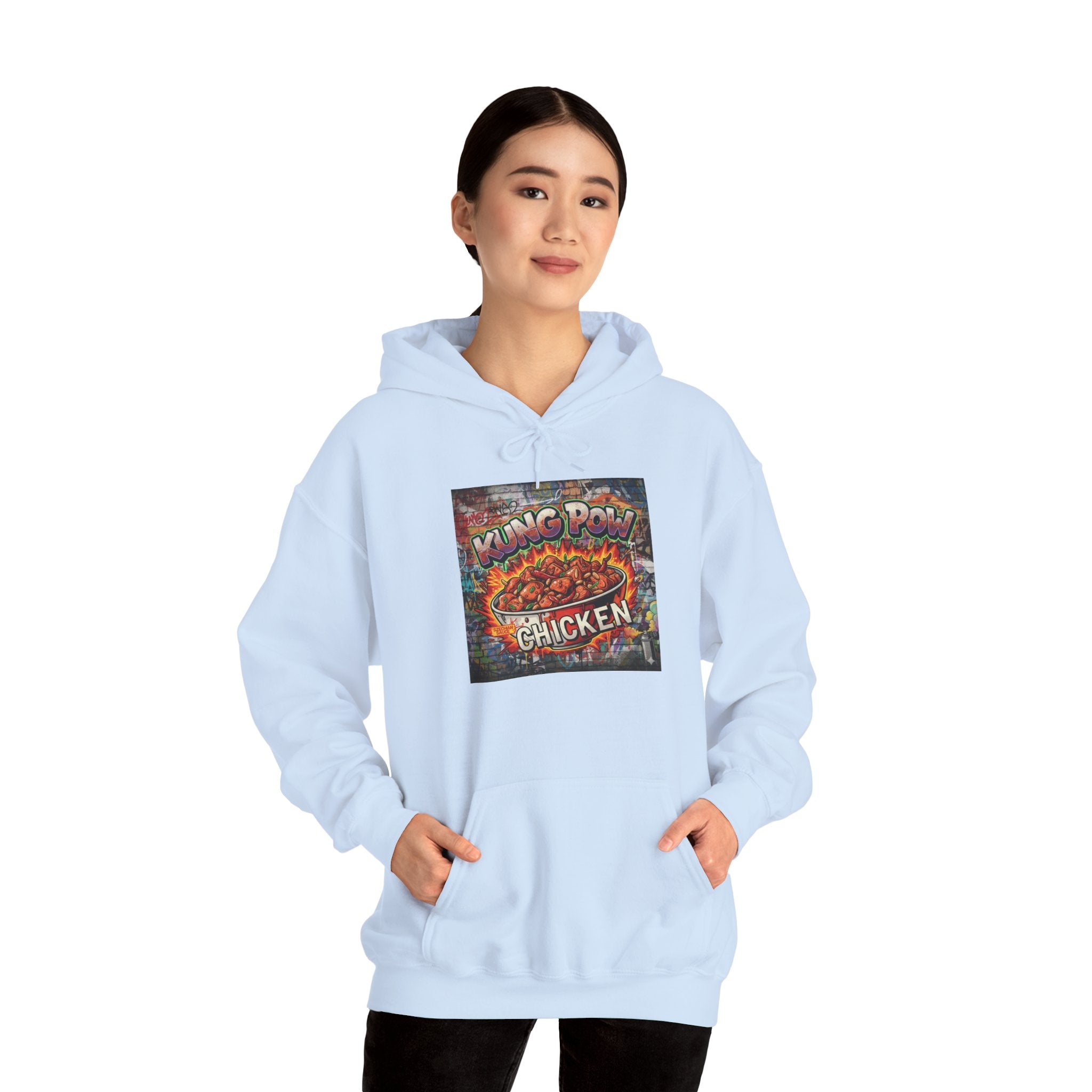 Spicy Kung Pao Chicken Hoodie — Vintage Chinese Takeout Food Graphic Sweatshirt