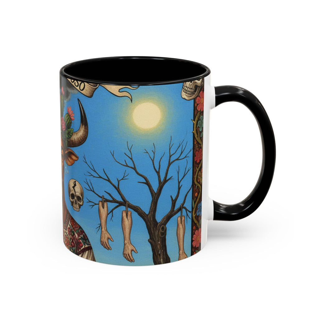 Surreal Folk Art Accent Mug — Cow Deity Holding Heart (11/15oz)