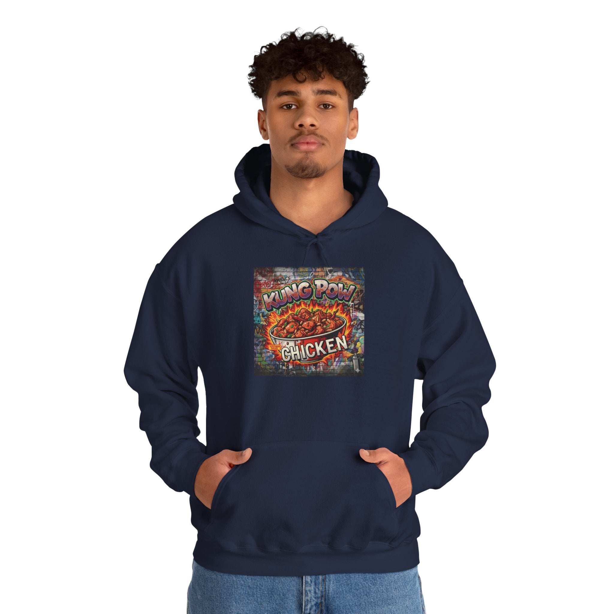 Spicy Kung Pao Chicken Hoodie — Vintage Chinese Takeout Food Graphic Sweatshirt