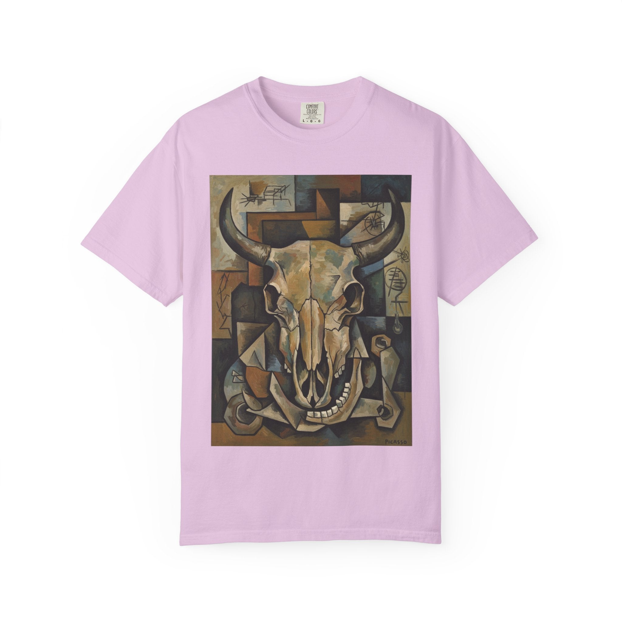 Bull Skull Art T-Shirt — Southwestern Cubist Skull Graphic Tee