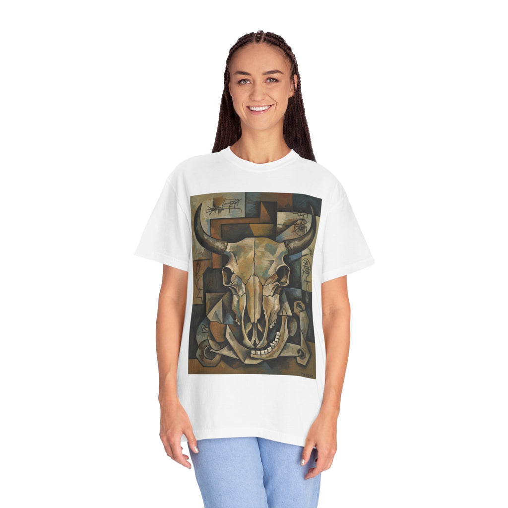 Bull Skull Art T-Shirt — Southwestern Cubist Skull Graphic Tee