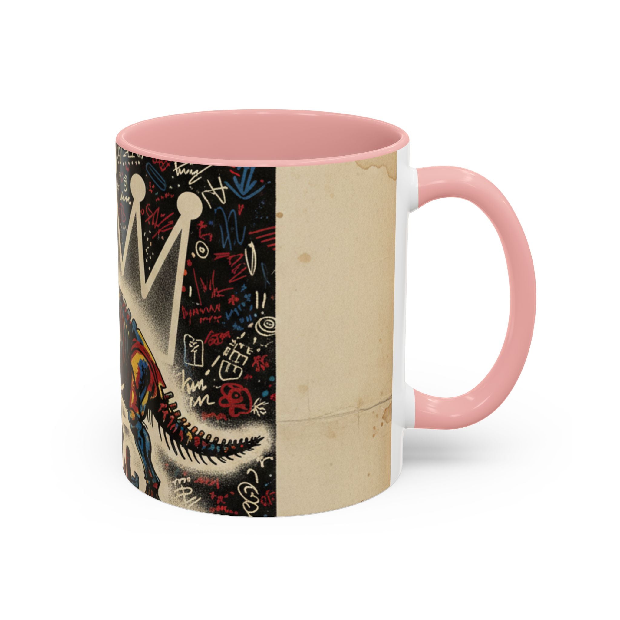 King Rex Coffee Mug — Retro 'The Crowned Beast' Dinosaur Art Accent Mug (11/15oz)