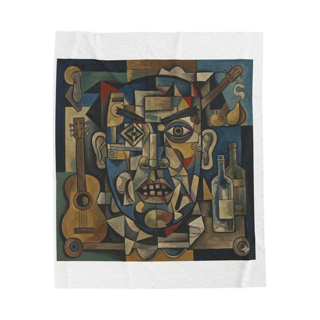 Abstract Cubist Face Velveteen Plush Blanket