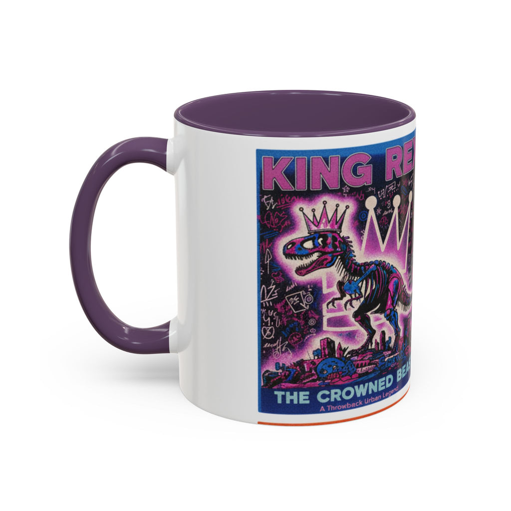 King Rex Pop-Art Coffee Mug — Retro Dinosaur Poster Accent Mug (11/15oz)